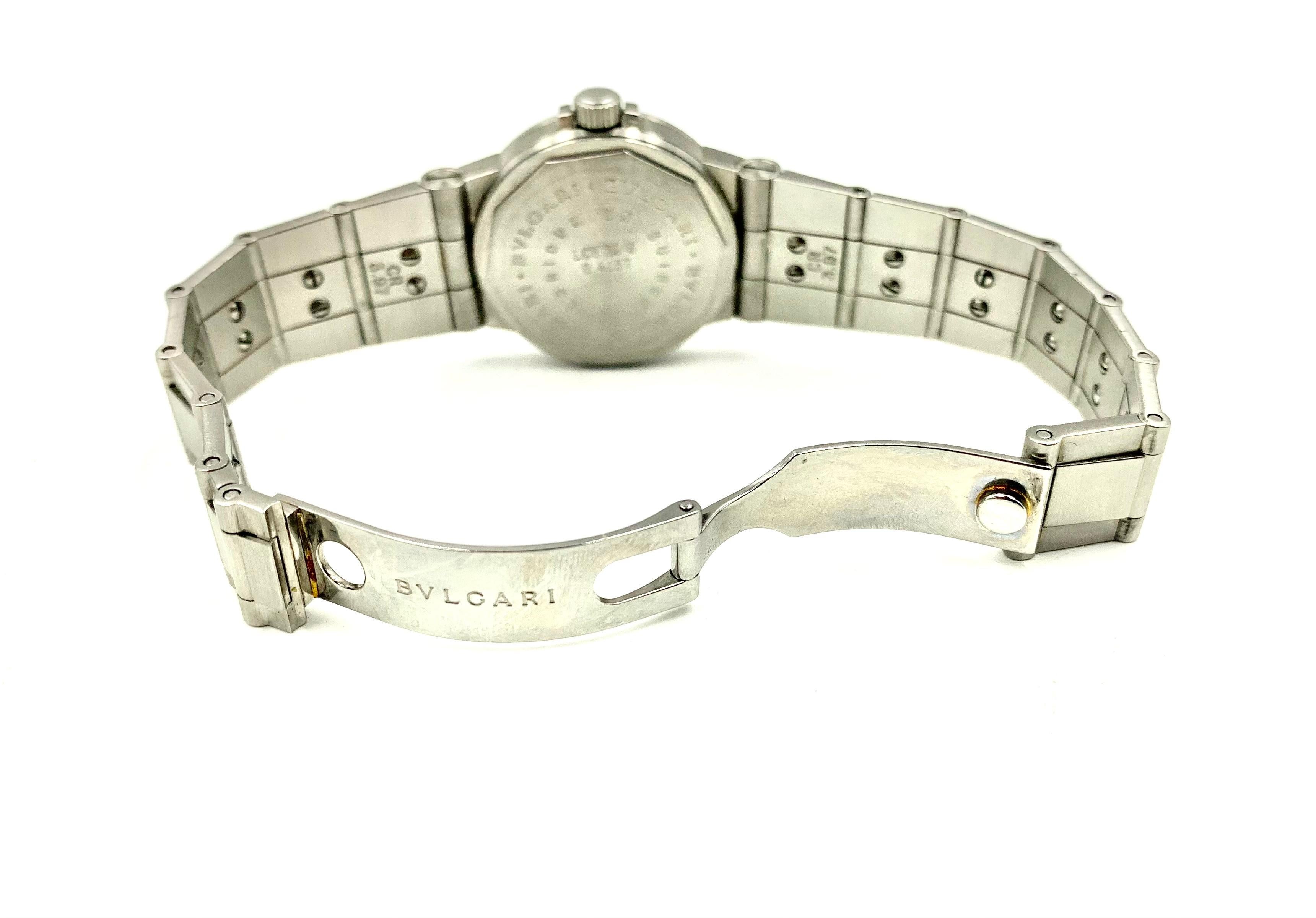 Moderne Bulgari Montre-bracelet Diagono automatique en acier inoxydable avec boîtier et bracelet en vente