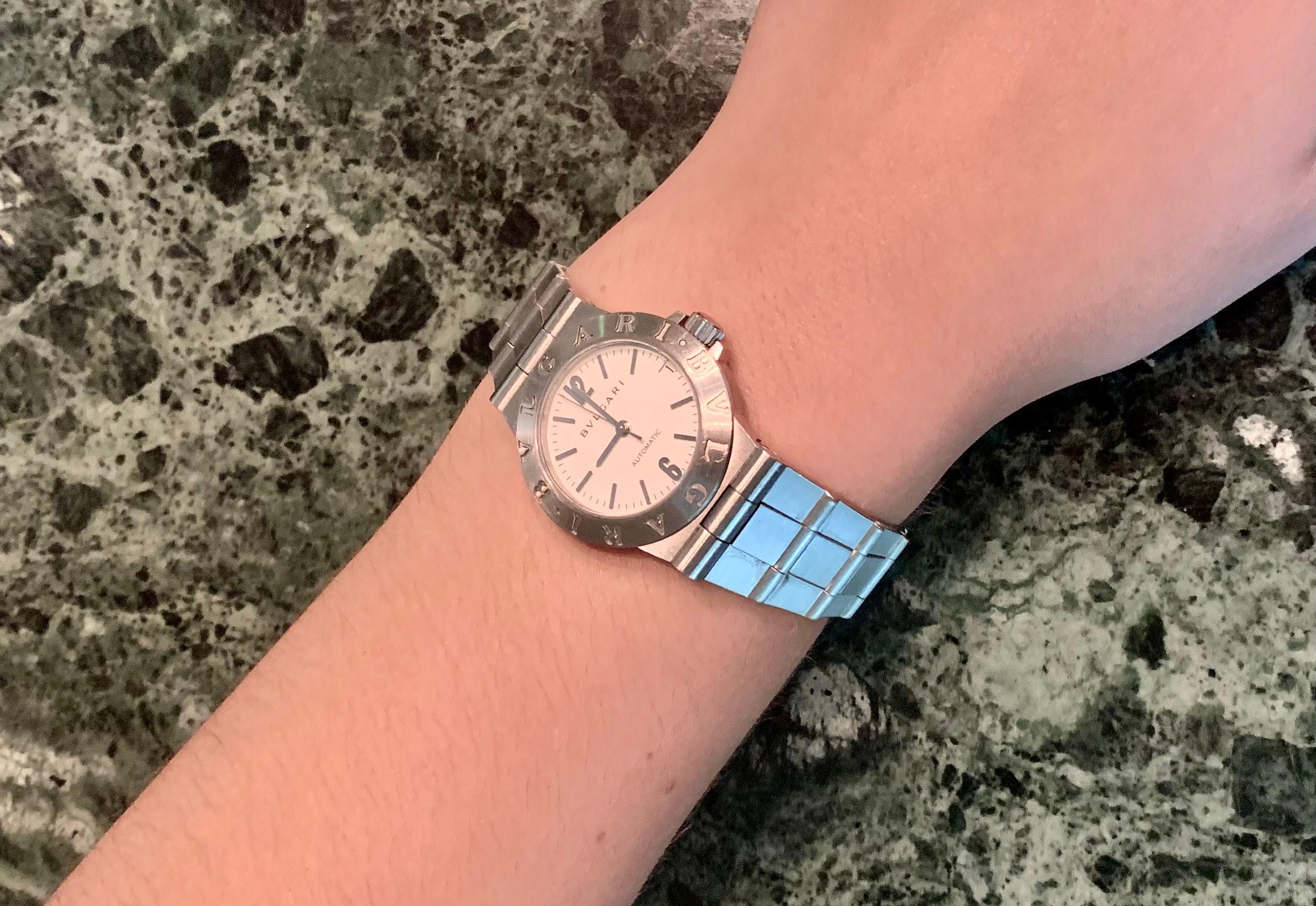 Modern Bulgari Diagono Automatic Stainless Steel Case and Bracelet Wrist Watch For Sale