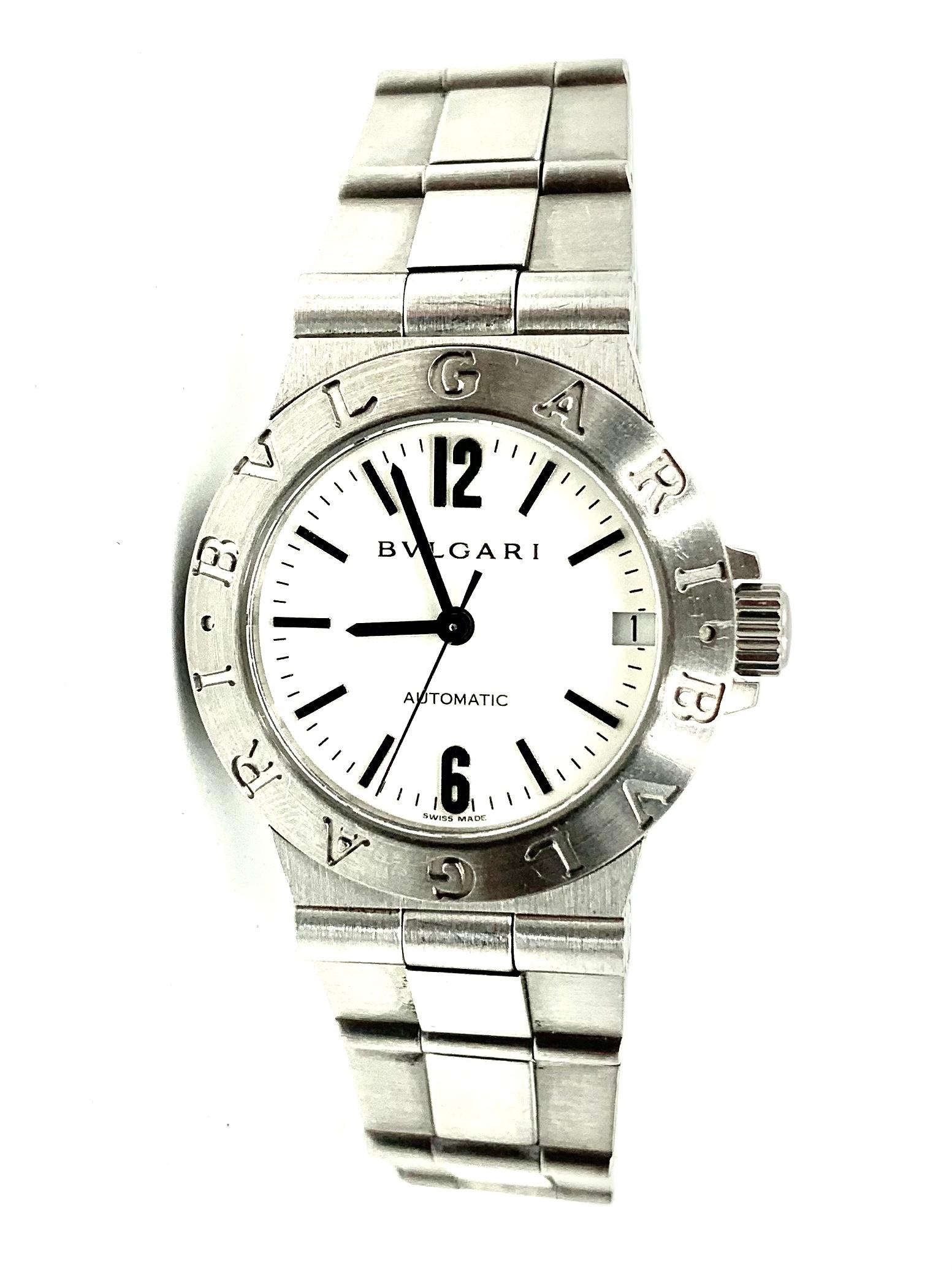 Bulgari Diagono Automatic Stainless Steel Case and Bracelet Wrist Watch In Good Condition For Sale In New York, NY