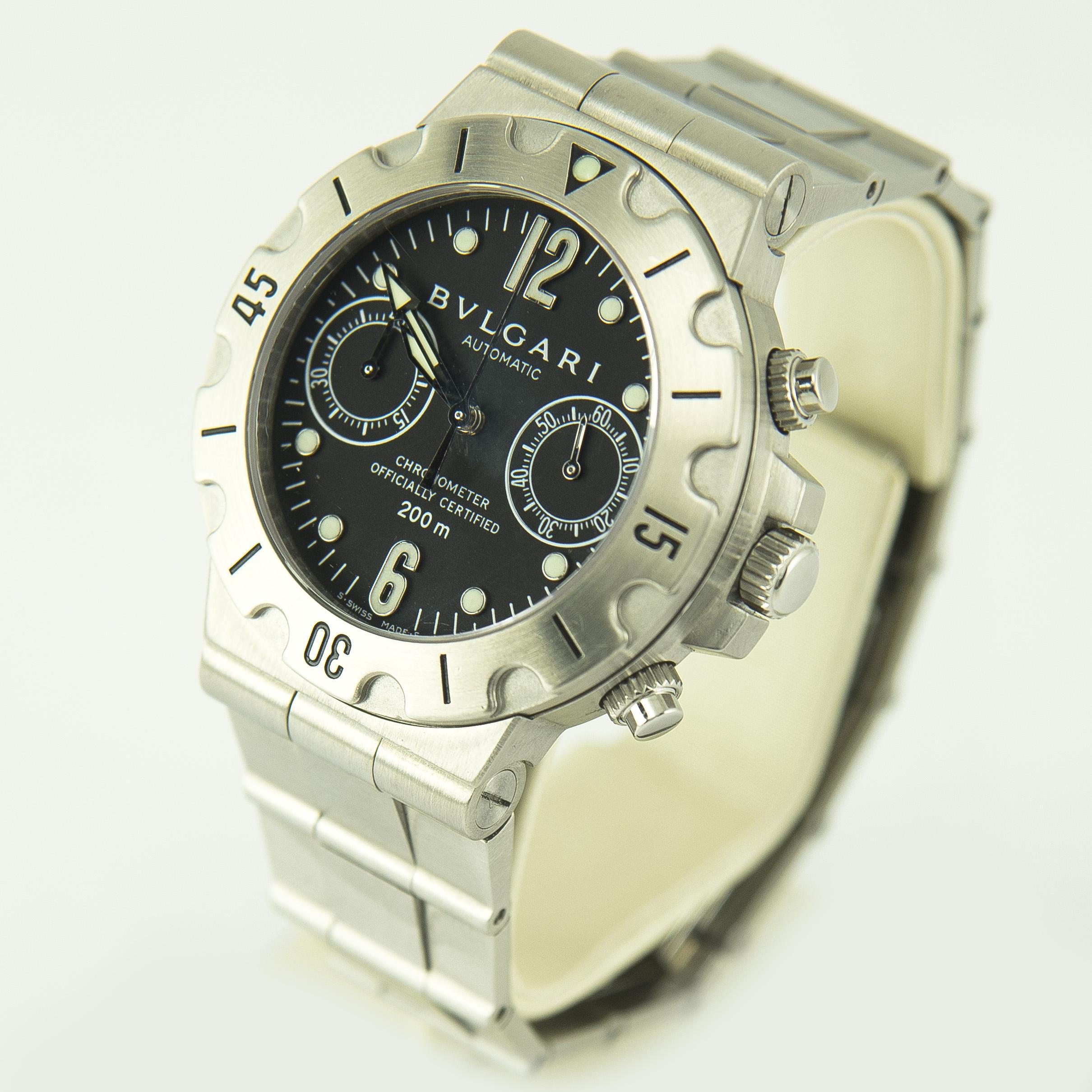 Contemporary Bulgari Diagono Chronograph Scuba Stainless Steel For Sale