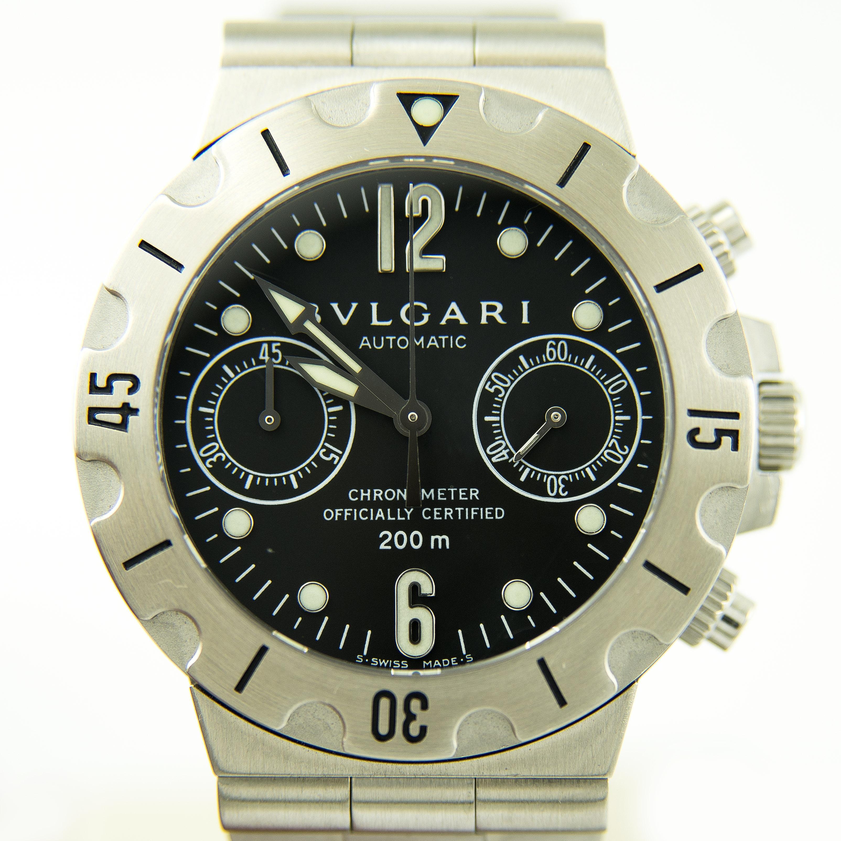 Bulgari Diagono Chronograph Scuba Stainless Steel In Excellent Condition For Sale In BEVERLY HILLS, CA