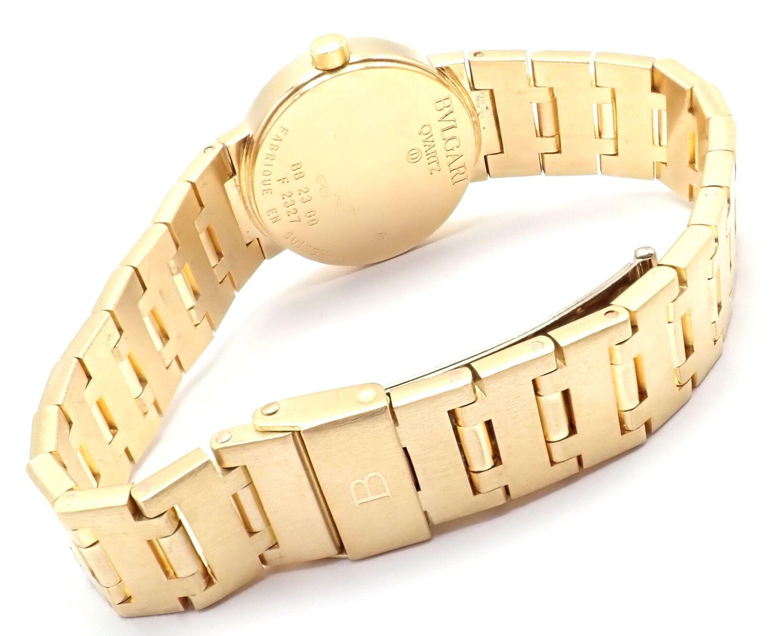 Bulgari Diagono Lady's Quartz Wristwatch Yellow Gold Bracelet Ref BB23GG In Excellent Condition In Holland, PA