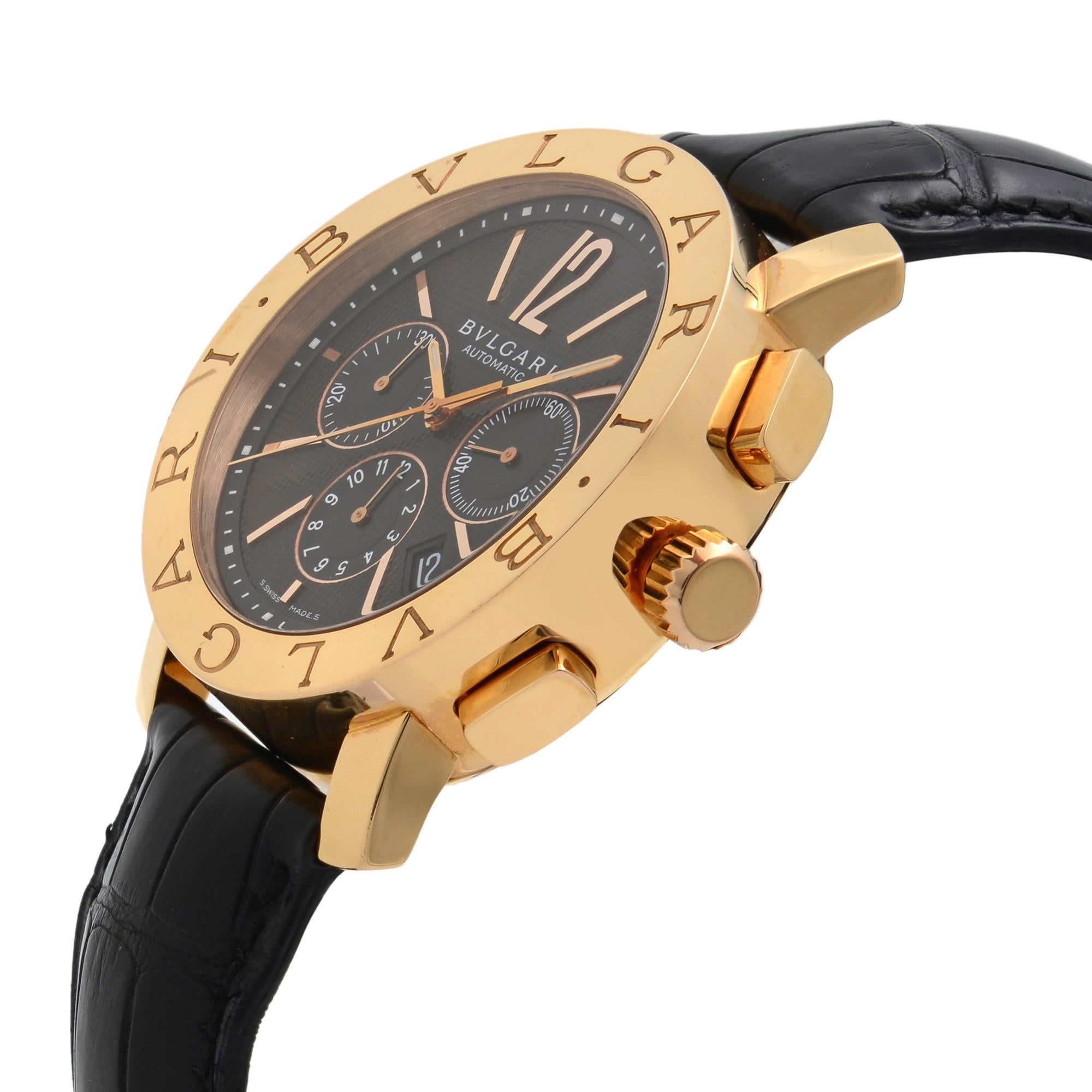 Bulgari Diagono Limited Edition 18K Rose Gold Schwarzes Zifferblatt Herrenuhr BB P 42 GL CH 1