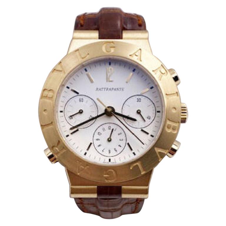 Bulgari Montre chronographe Diagono Rattrapante en or 18 carats fendue CH 40 GL avec deuxième chronographe