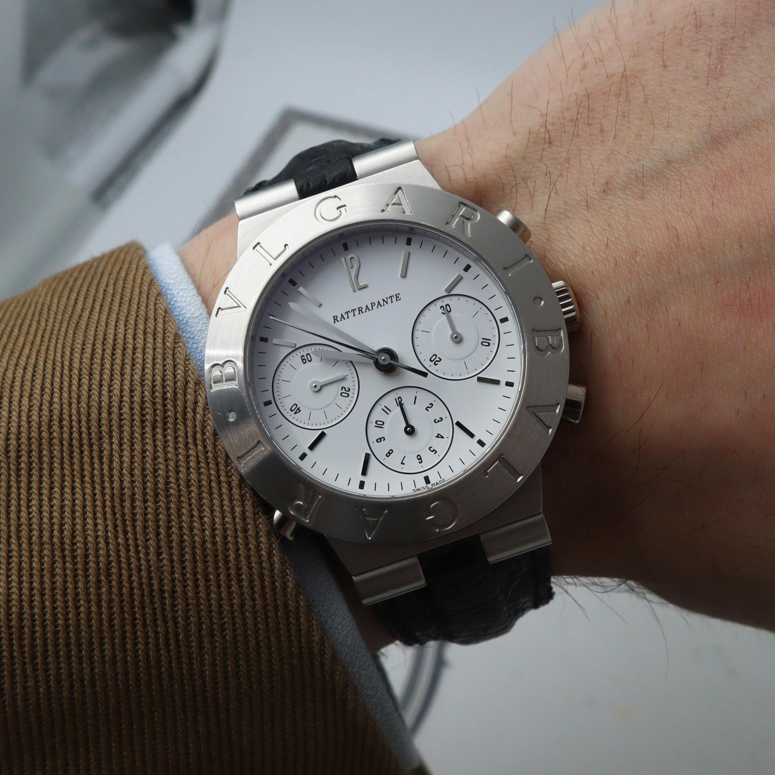 Bulgari Diagono Rattrapante Platin Split-Sekunden weißes Zifferblatt Herrenuhr CH40 PL im Angebot 4