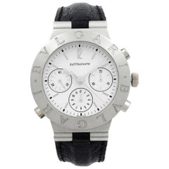 Bulgari Diagono Rattrapante Platinum Split Seconds White Dial Mens Watch CH40 PL