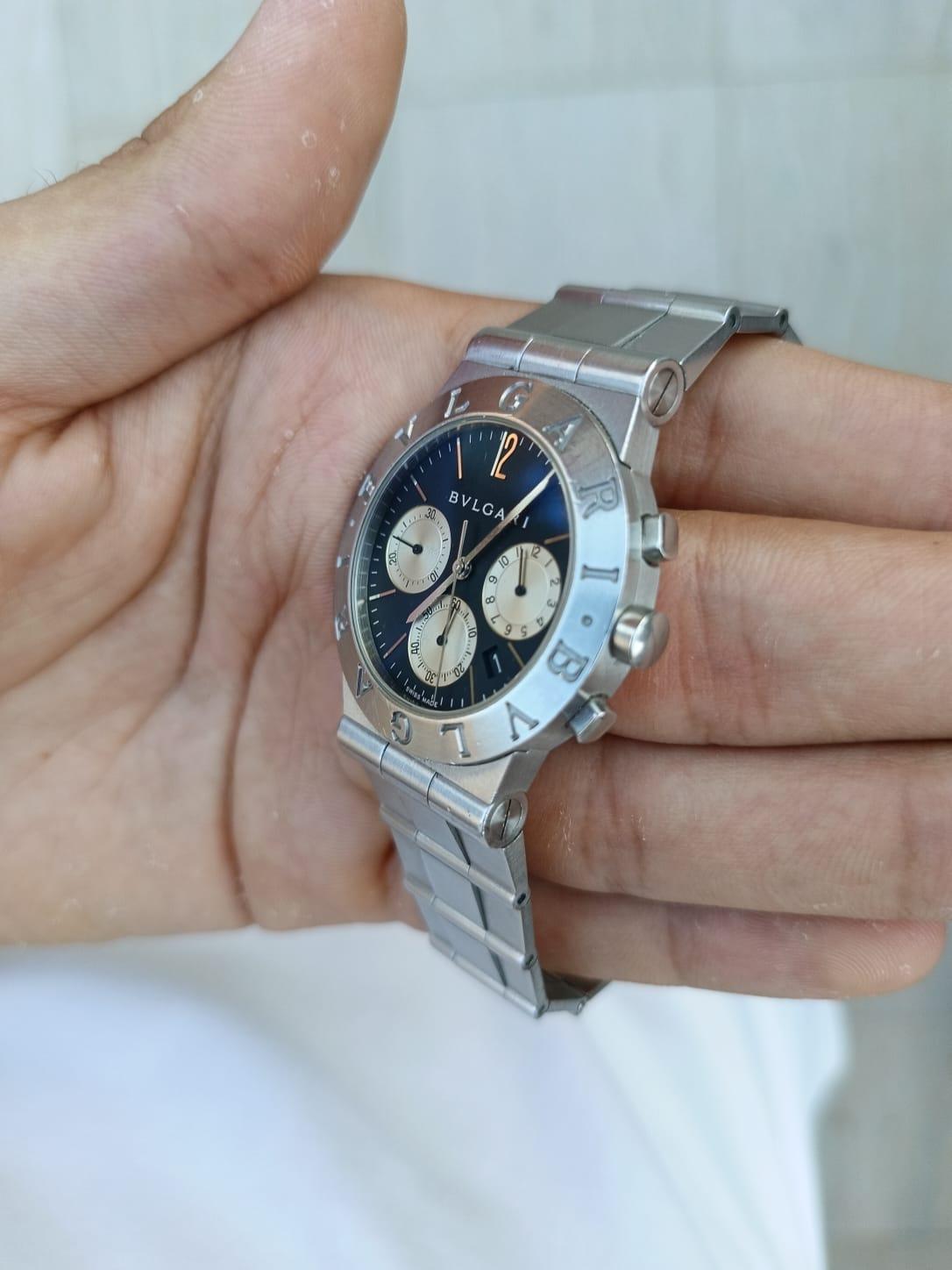 Bulgari Diagono Sport-Chronograph CH35S Uhr aus Edelstahl im Angebot 6