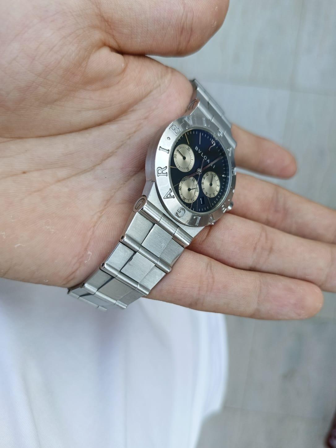 Bulgari Diagono Sport-Chronograph CH35S Uhr aus Edelstahl im Angebot 9