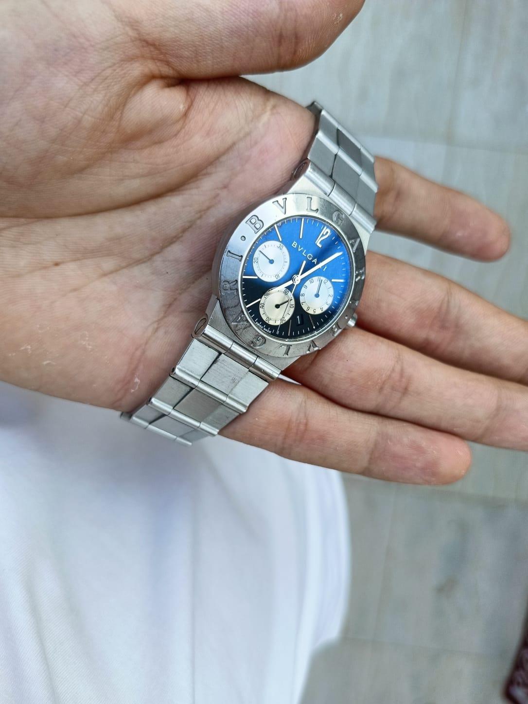 Bulgari Diagono Sport-Chronograph CH35S Uhr aus Edelstahl im Angebot 10