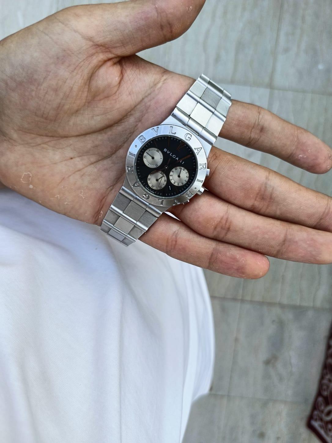 Bulgari Diagono Sport-Chronograph CH35S Uhr aus Edelstahl im Angebot 11