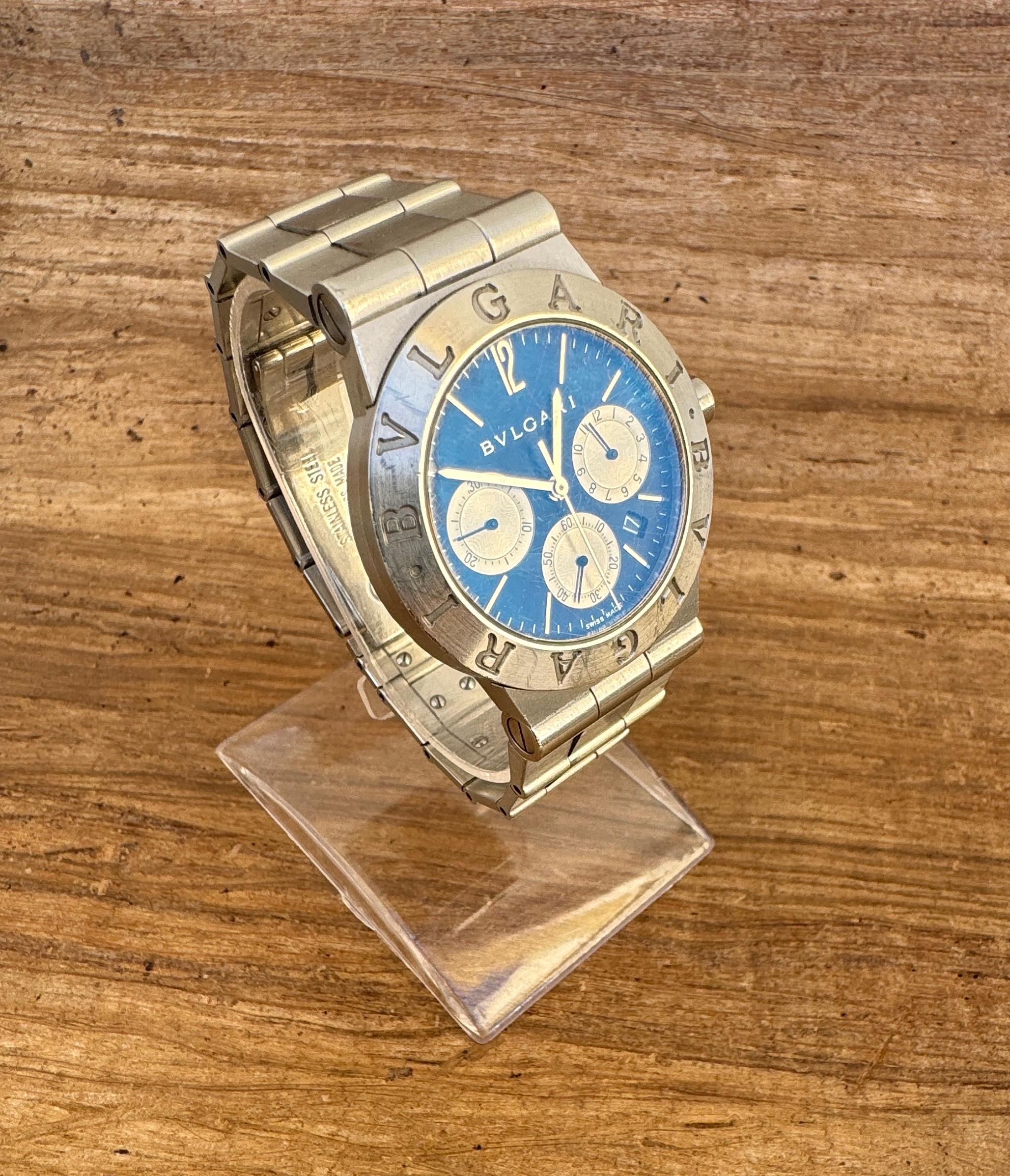 Bulgari Diagono Sport-Chronograph CH35S Uhr aus Edelstahl im Angebot 13