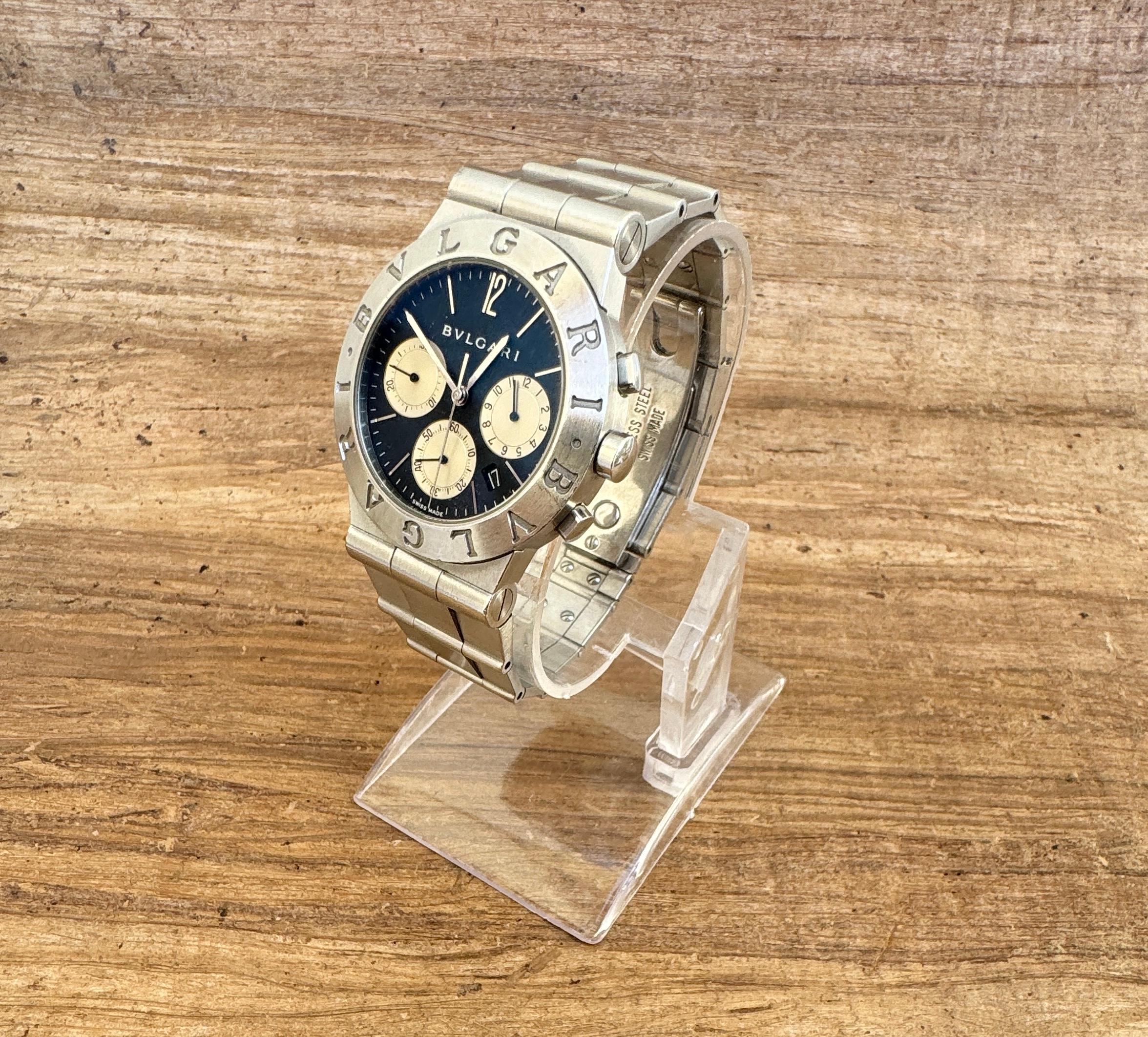 Bulgari Diagono Sport-Chronograph CH35S Uhr aus Edelstahl im Angebot 14