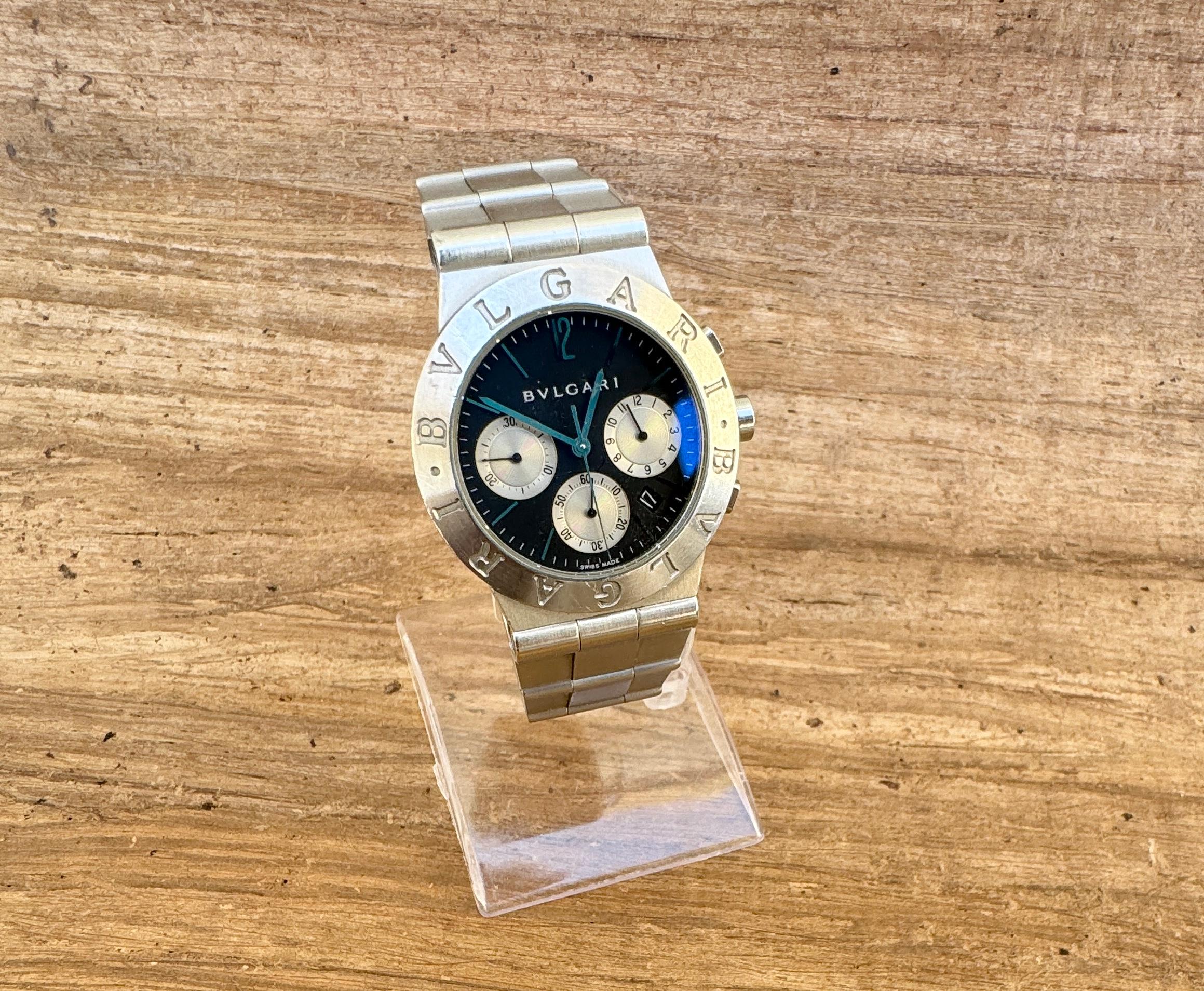 Bulgari Diagono Sport-Chronograph CH35S Uhr aus Edelstahl im Zustand „Gut“ im Angebot in Toronto, CA