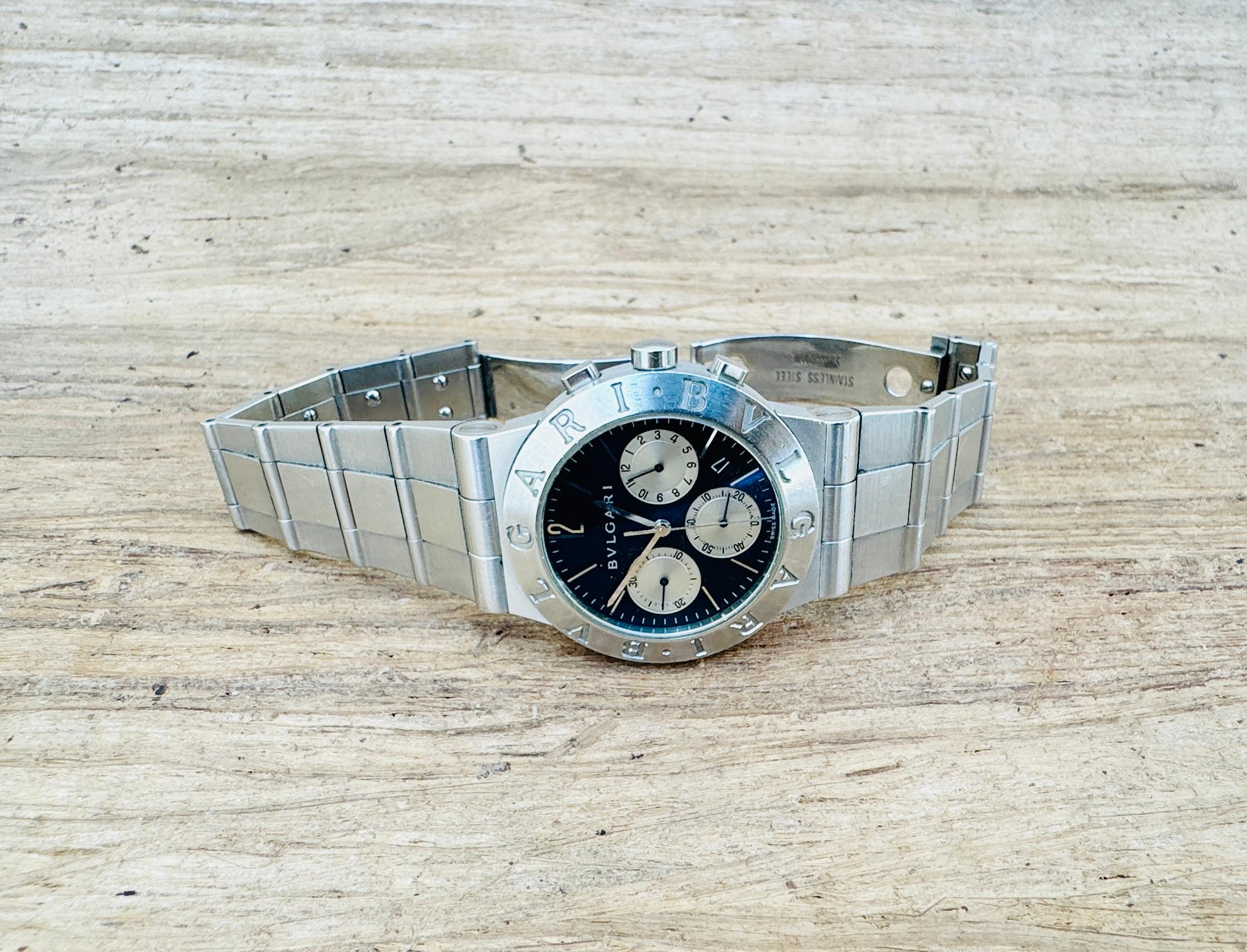 Bulgari Diagono Sport-Chronograph CH35S Uhr aus Edelstahl Herren im Angebot