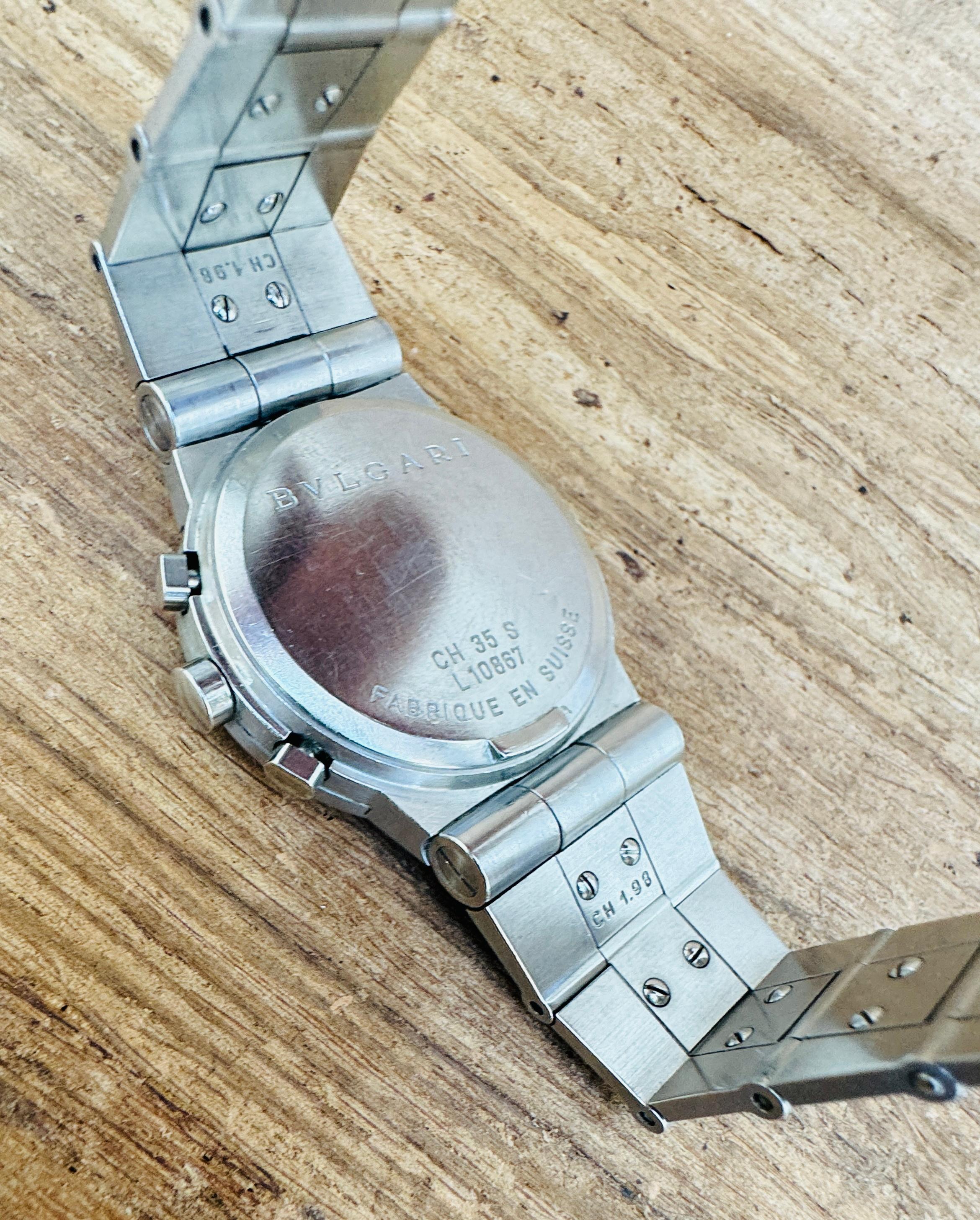 Bulgari Diagono Sport-Chronograph CH35S Uhr aus Edelstahl im Angebot 3