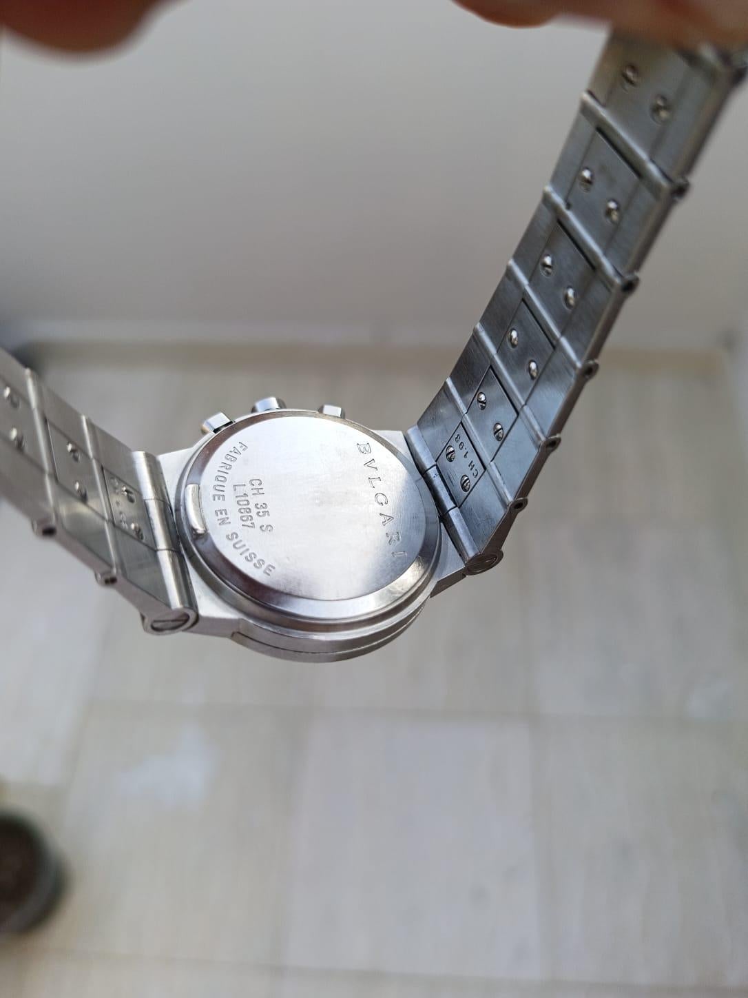 Bulgari Diagono Sport-Chronograph CH35S Uhr aus Edelstahl im Angebot 4