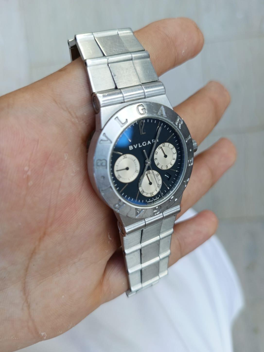 Bulgari Diagono Sport-Chronograph CH35S Uhr aus Edelstahl im Angebot 5