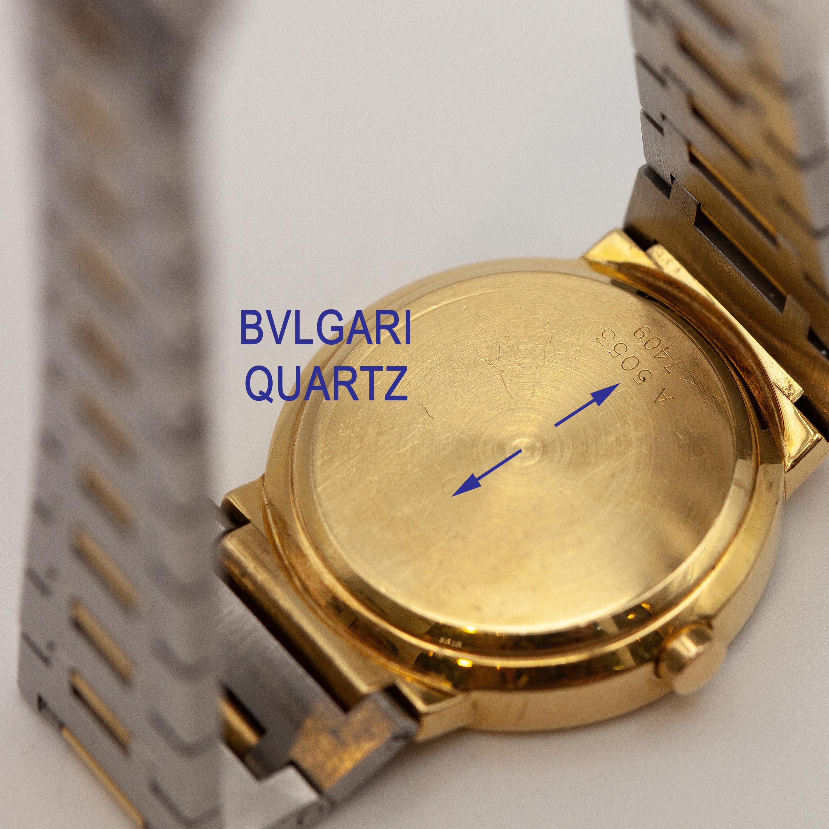 Bulgari Diagono Stainless Steel and 18K Yellow Gold Ladies Wrist Watch For Sale 5