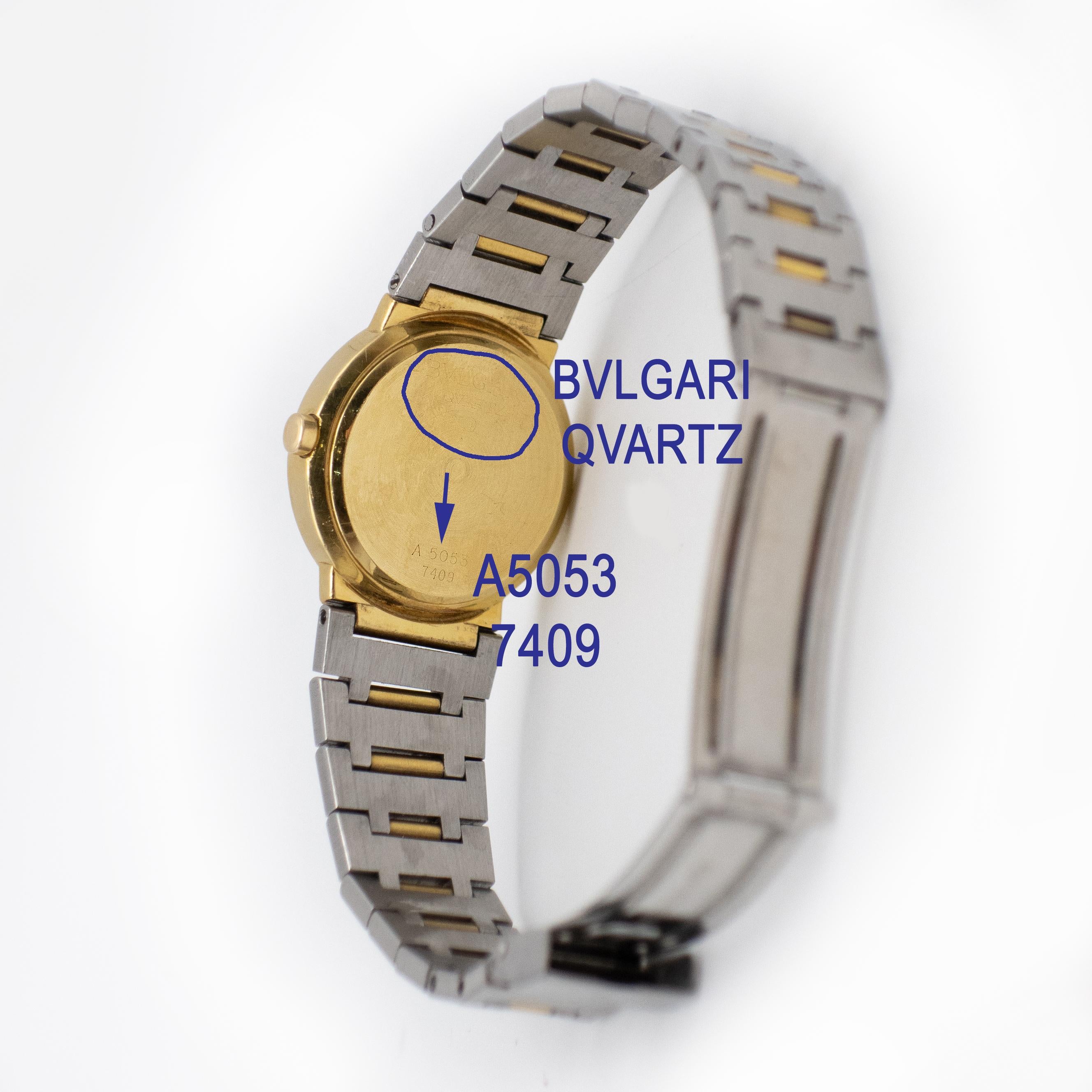 Bulgari Diagono Stainless Steel and 18K Yellow Gold Ladies Wrist Watch For Sale 7