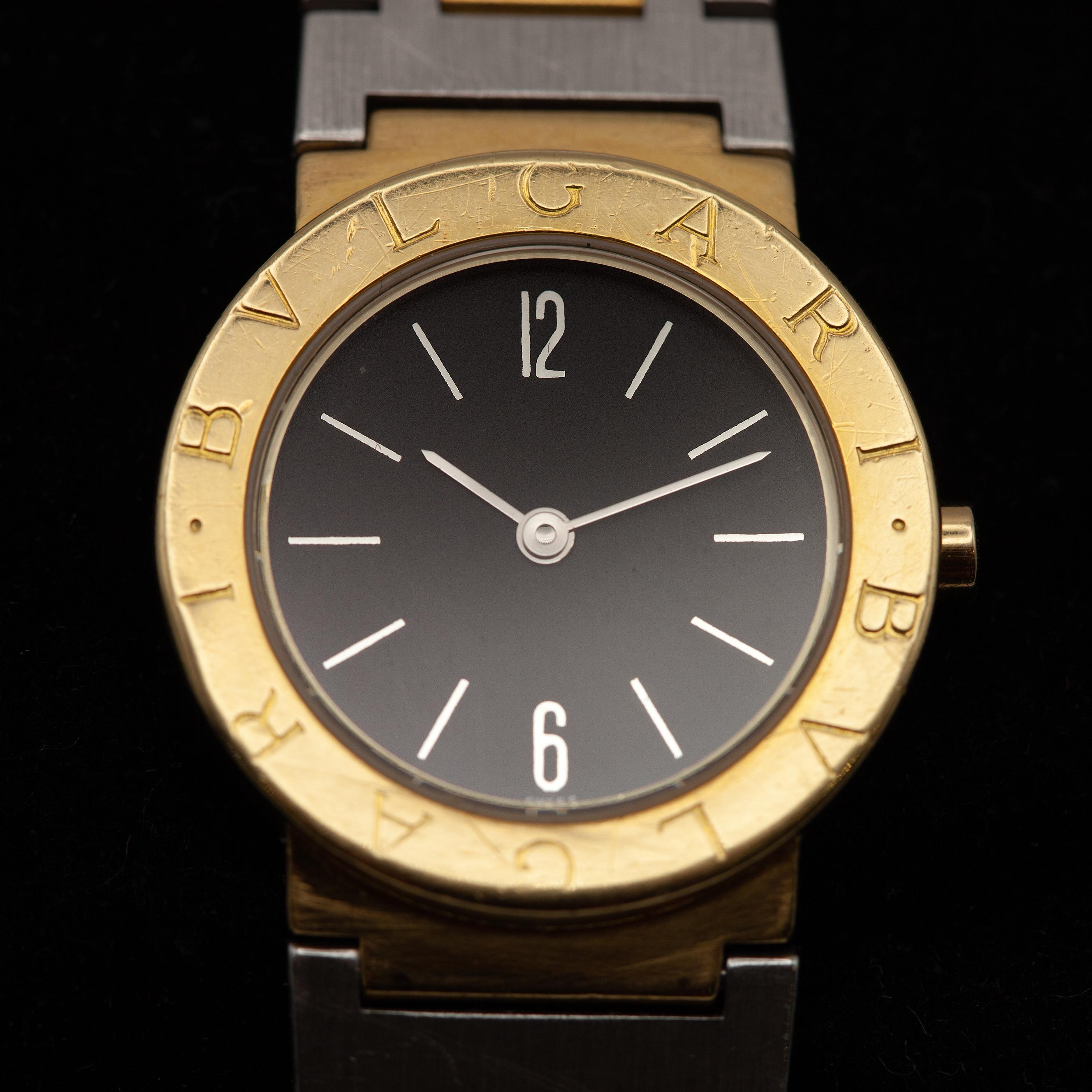 Bulgari Diagono Stainless Steel and 18K Yellow Gold Ladies Wrist Watch For Sale 3