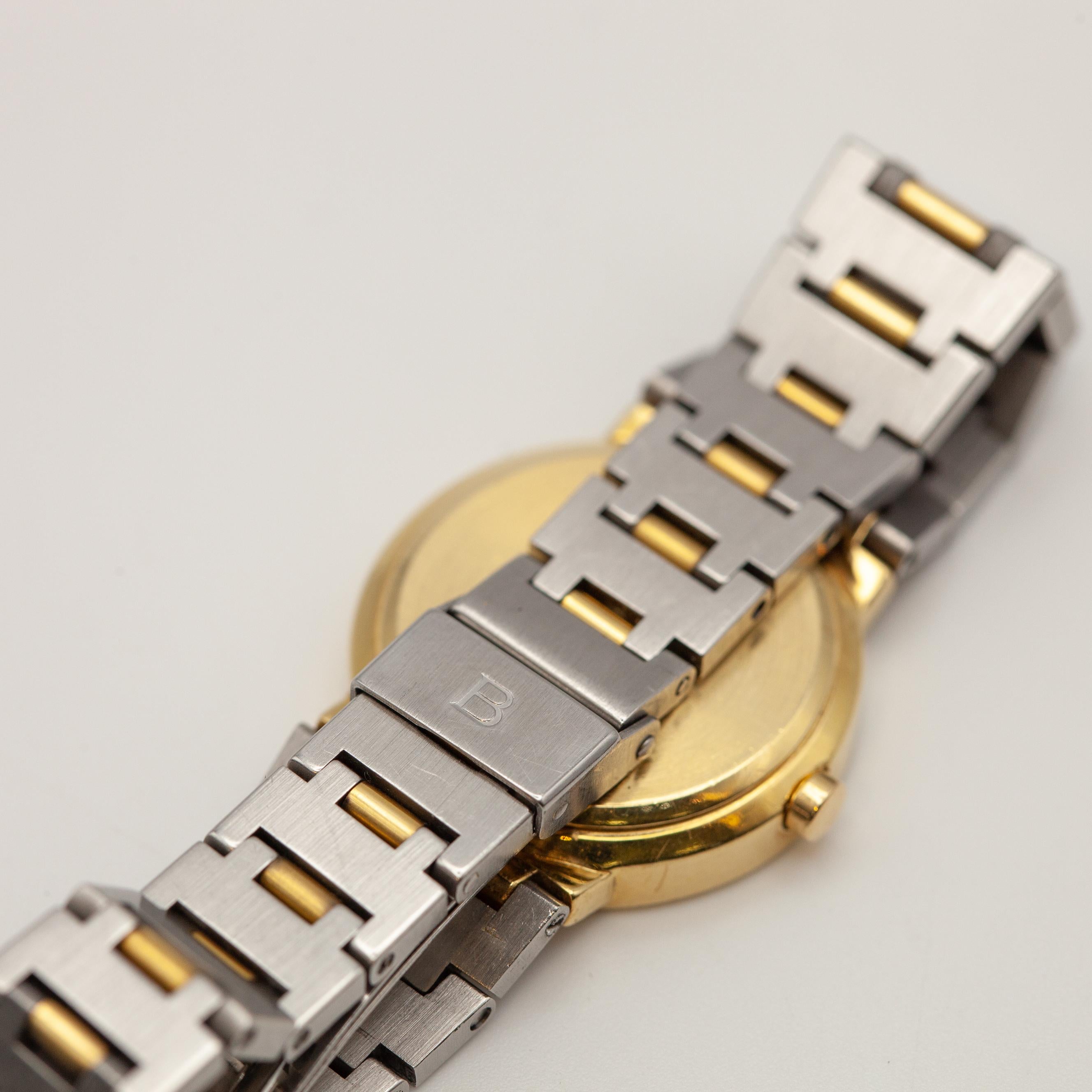Bulgari Diagono Stainless Steel and 18K Yellow Gold Ladies Wrist Watch For Sale 4