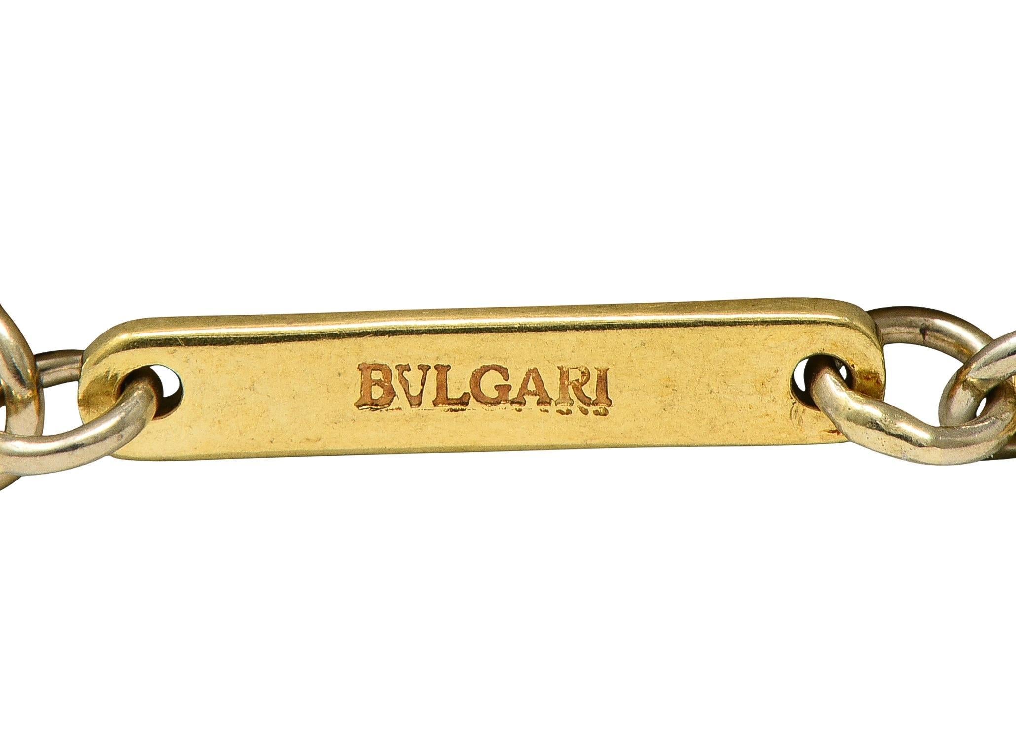 Bulgari Diamant 18 Karat Gold Vintage Zodiac Zwillinge Dog Tag Anhänger Halskette im Angebot 1