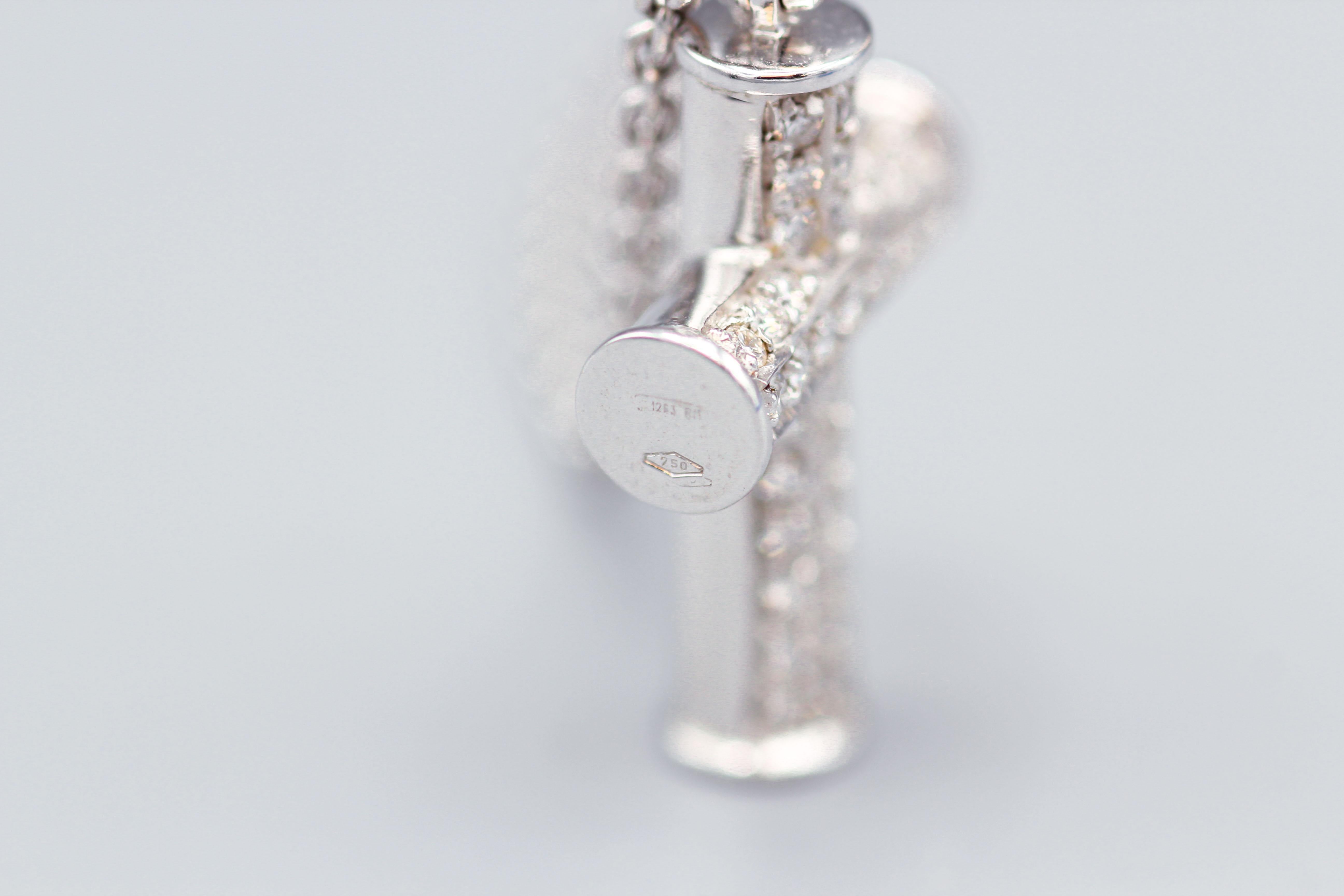 Brilliant Cut Bulgari Diamond 18 Karat White Gold Cross Pendant Necklace For Sale