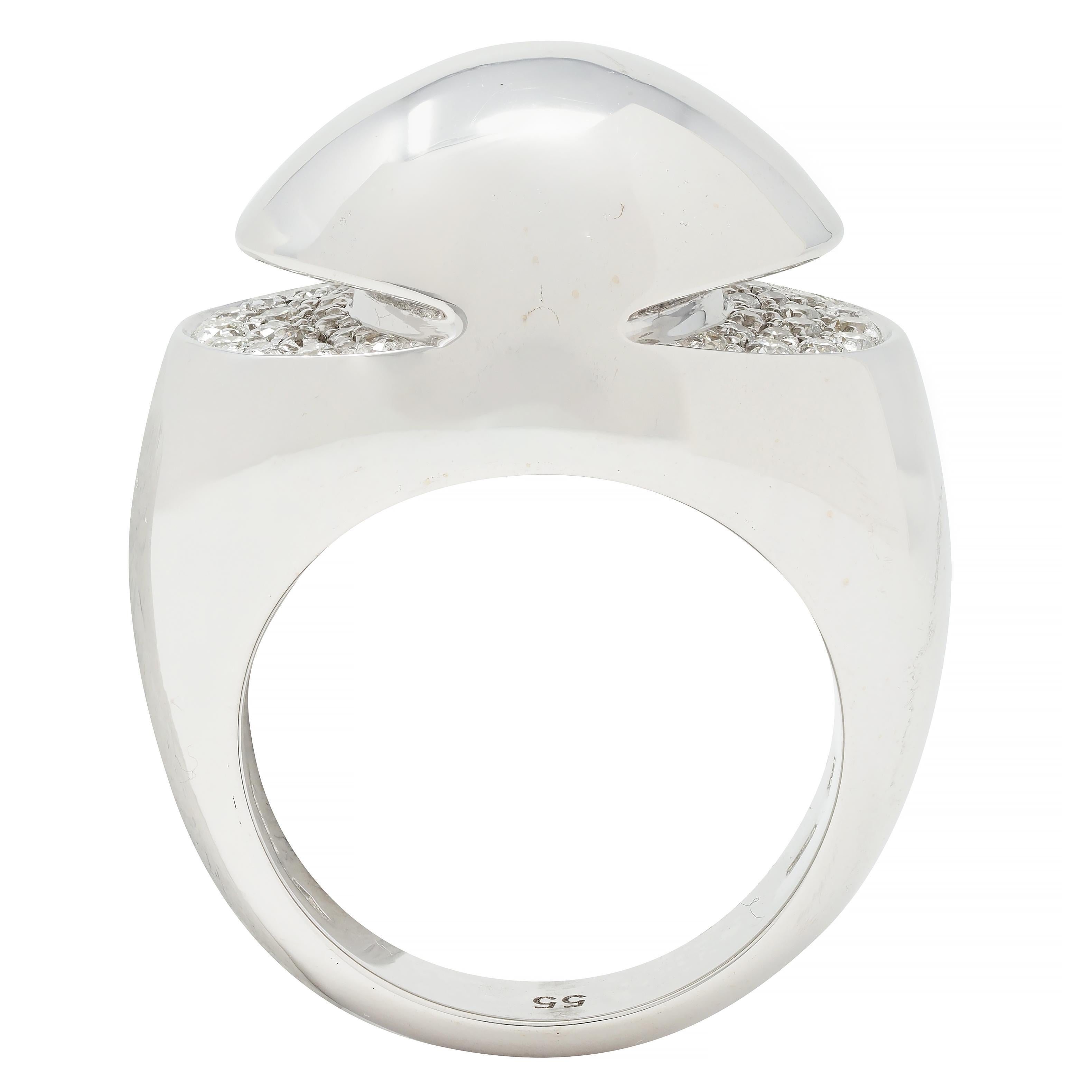 Bulgari Diamond 18 Karat White Gold Dome Modernist Vintage Ring 4