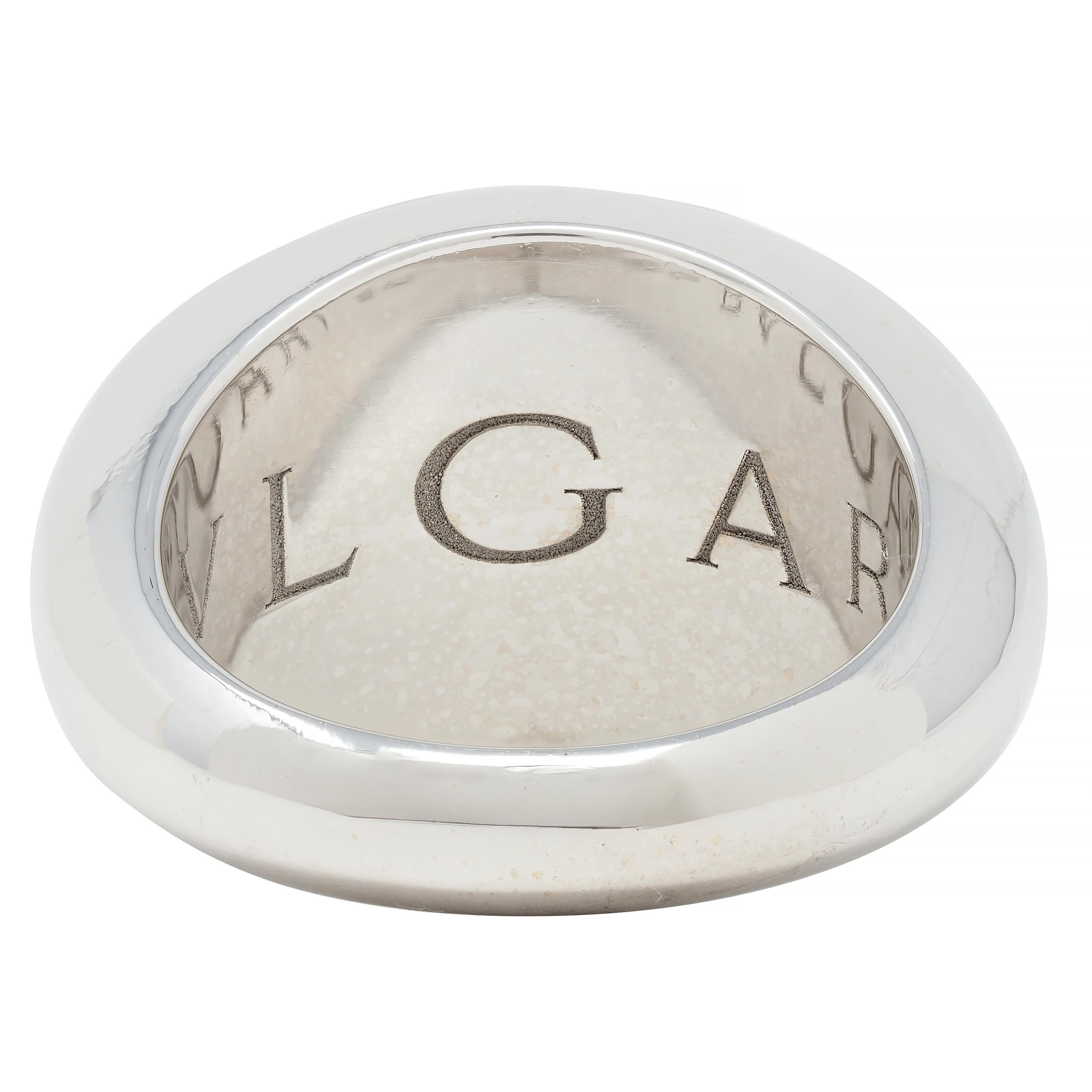 Women's or Men's Bulgari Diamond 18 Karat White Gold Dome Modernist Vintage Ring