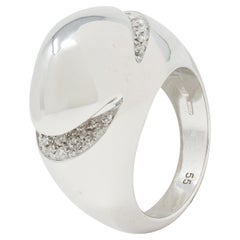 Bulgari Diamond 18 Karat White Gold Dome Modernist Vintage Ring