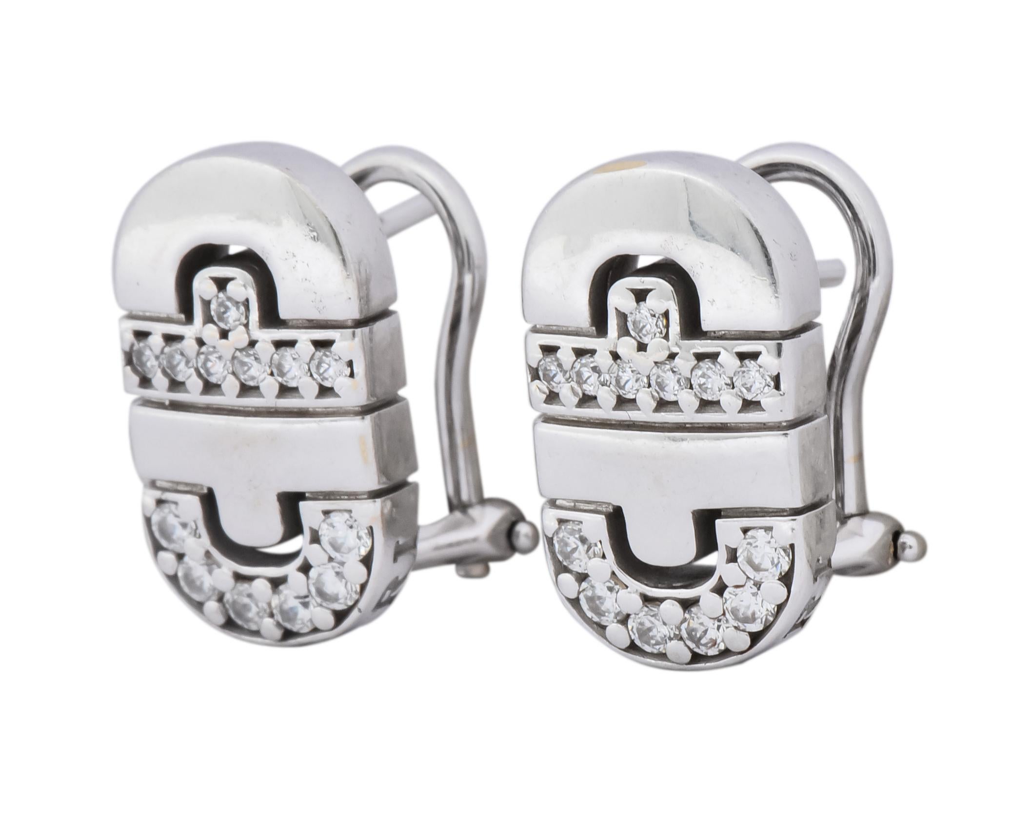 Contemporary Bulgari Diamond 18 Karat White Gold Parentesi Earrings