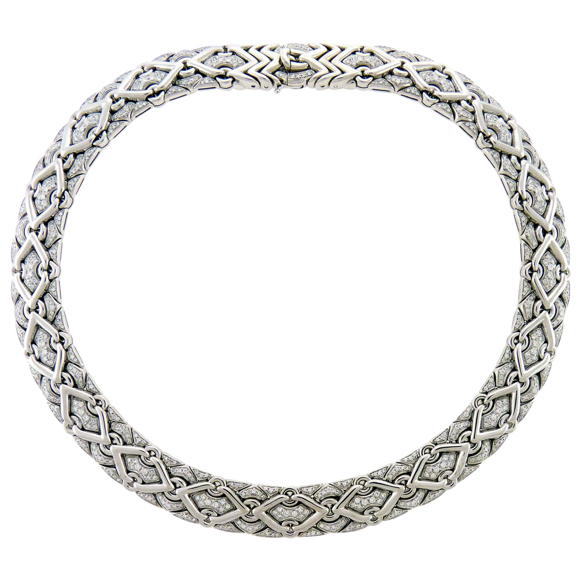 Bulgari Diamond 18 Karat White Gold "Trika" Necklace For Sale