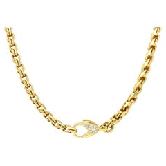 Bulgari Diamond 18 Karat Yellow Gold Clasp Vintage Chain Necklace