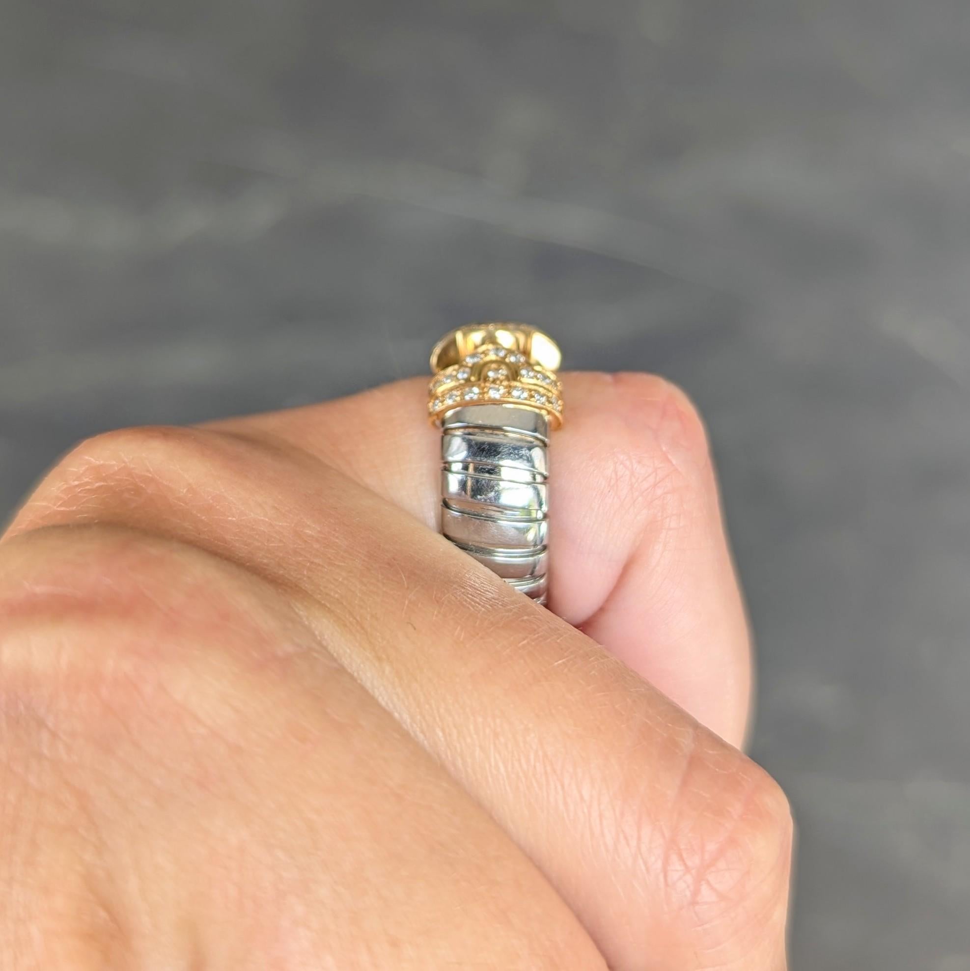 Bague Bulgari Diamant Or Jaune 18 Karat Acier Vintage Parentesi Tubogas Omega en vente 5