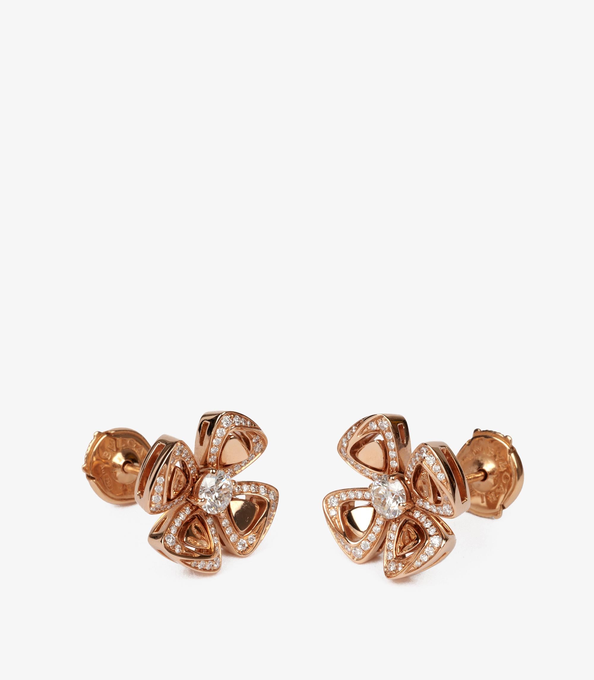 Bulgari Diamond 18ct Rose Gold Fiorever Earrings

Product Details
Xupes Ref: COMJ835
Brand: Bulgari
Model: Fioever Earrings
Type: Earrings
Serial Number: N*****
Age: 2021
RRP: £0
Accompanied By: Bulgari Box, Outer Box, Authenticity Card, Gem Report,