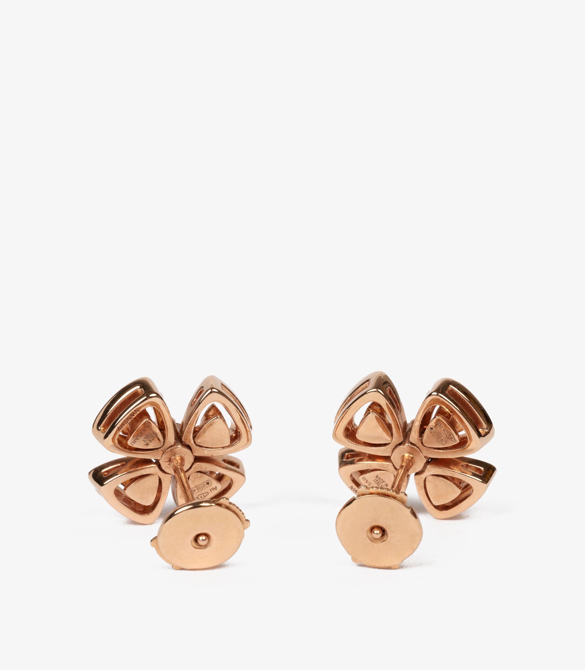 Round Cut Bulgari Diamond 18ct Rose Gold Fiorever Earrings