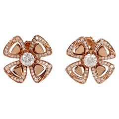 Bulgari Diamond 18ct Rose Gold Fiorever Earrings