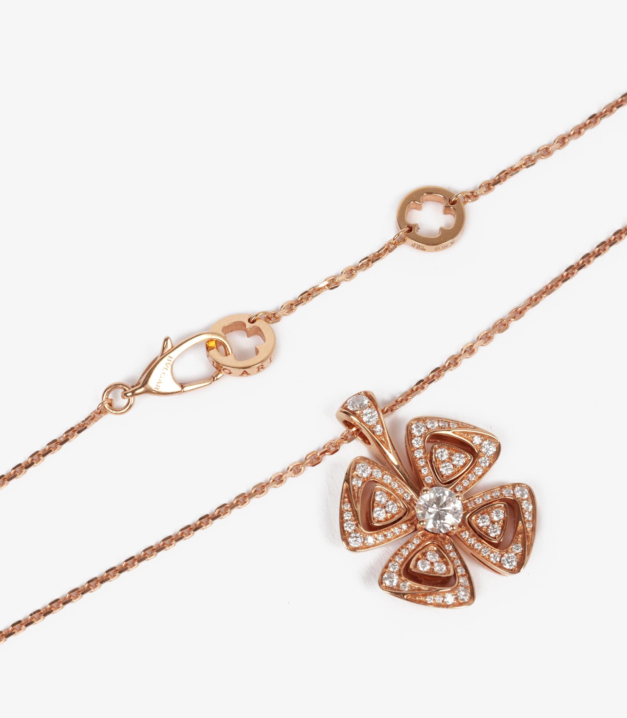 Taglio rotondo Ciondolo Fiorever in oro rosa 18ct con diamante Bulgari