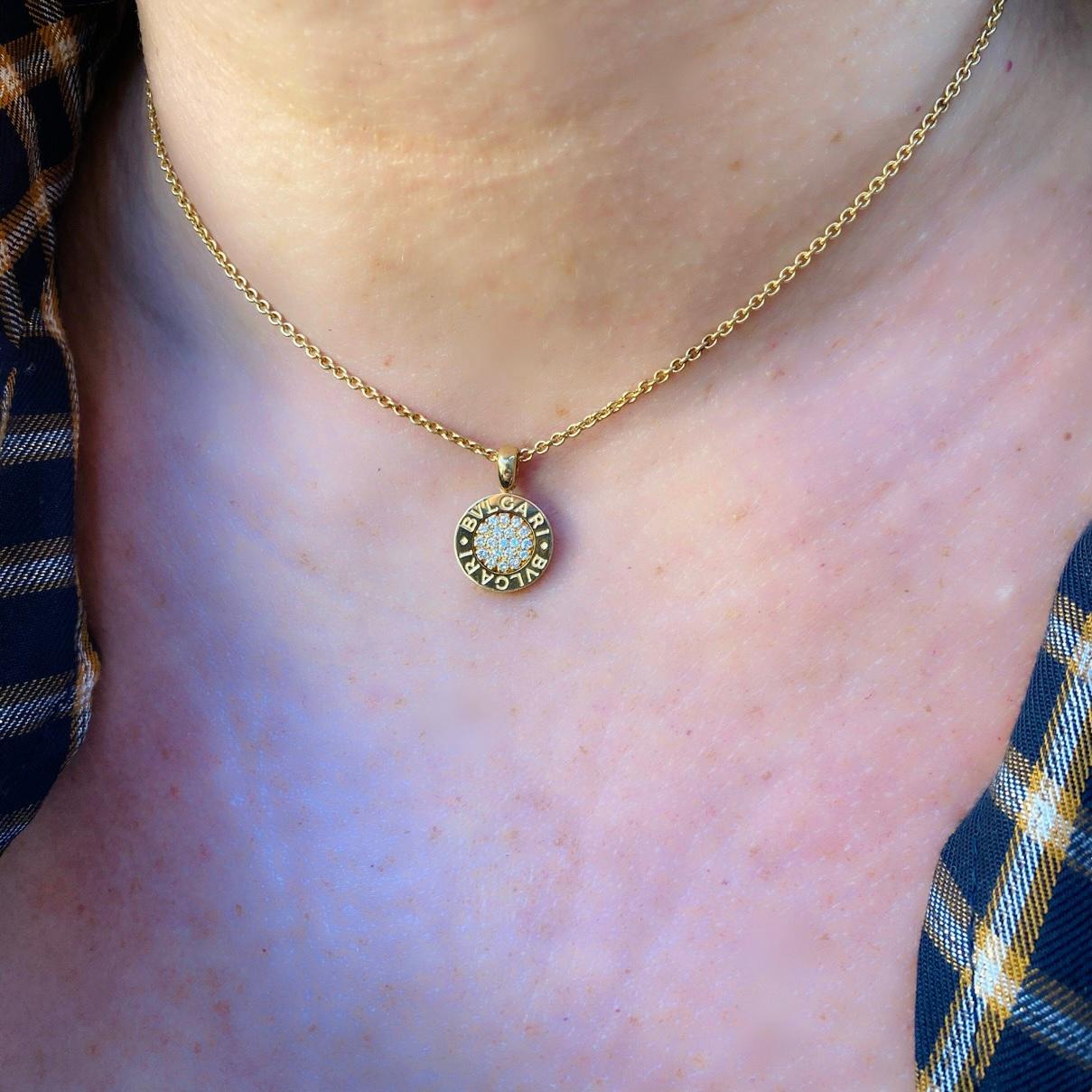 Women's Bulgari Diamond & 18k Gold Coin Pendant Necklace