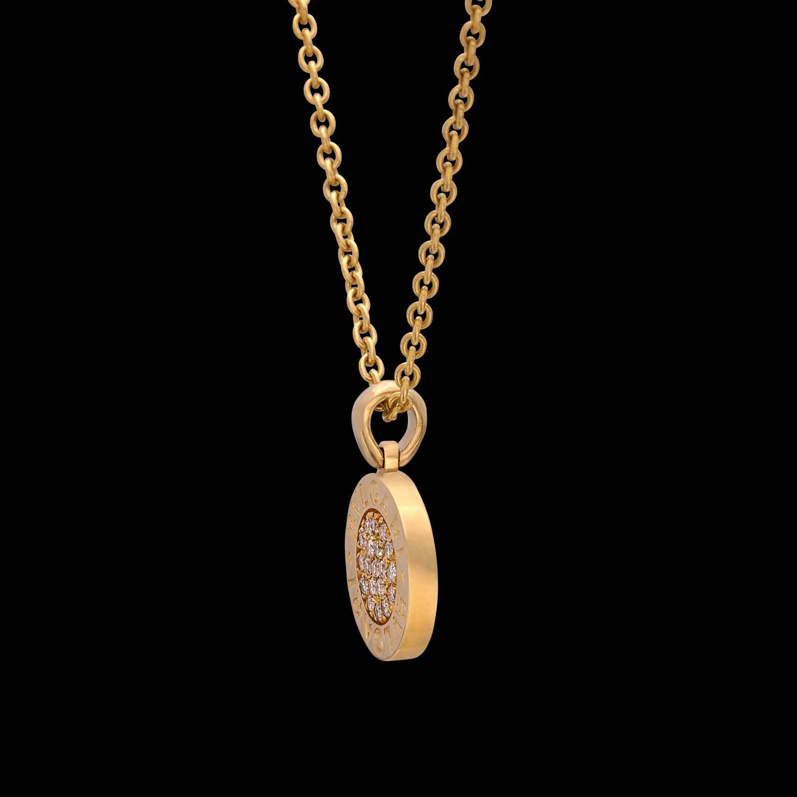 Bulgari Diamond & 18k Gold Coin Pendant Necklace 1
