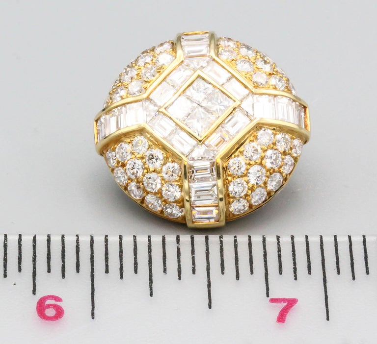 Women's or Men's Bulgari Diamond 18 Karat Gold Dome Earrings For Sale