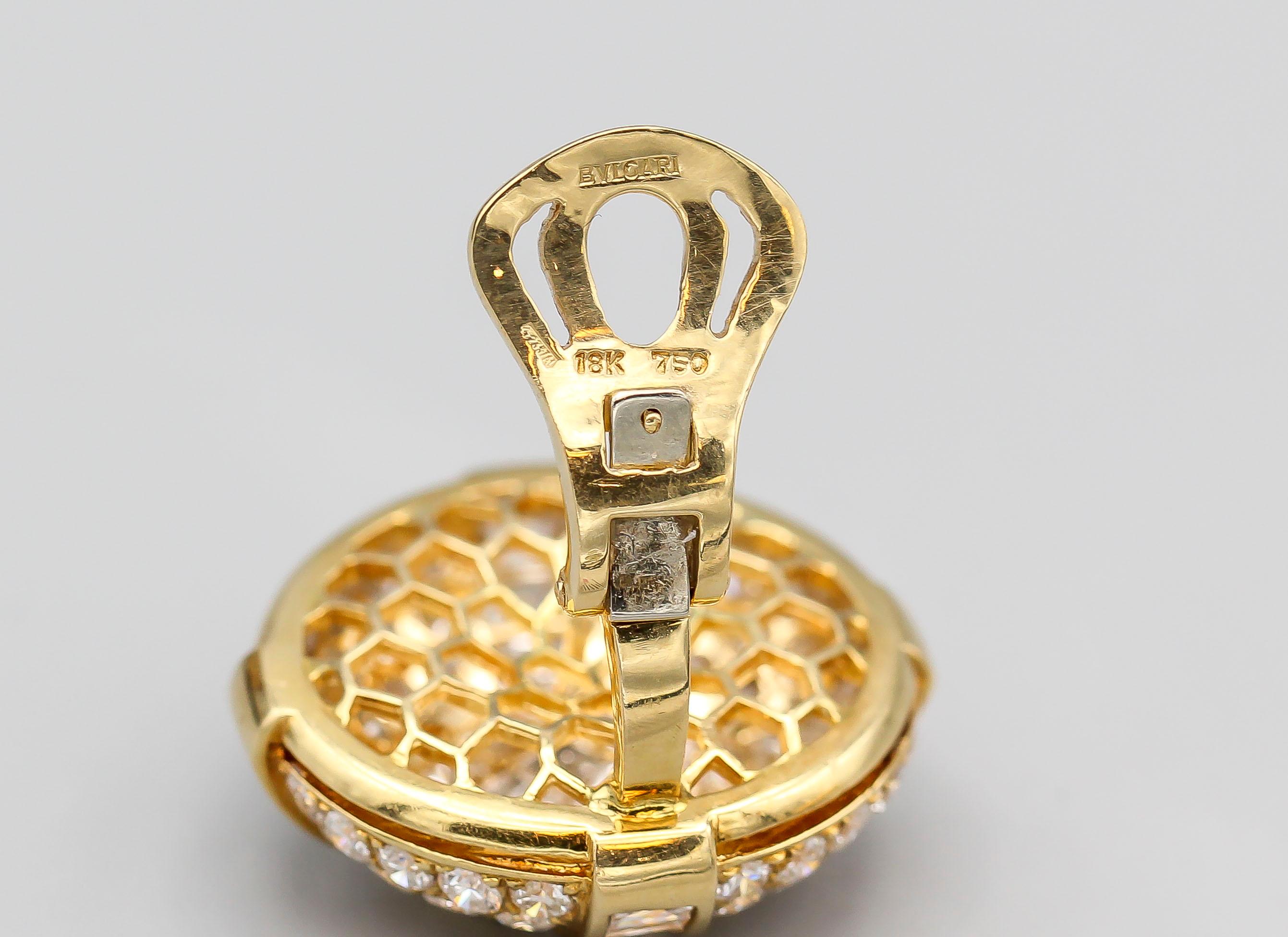 Bulgari Diamond 18 Karat Gold Dome Earrings For Sale at 1stDibs | gold ...