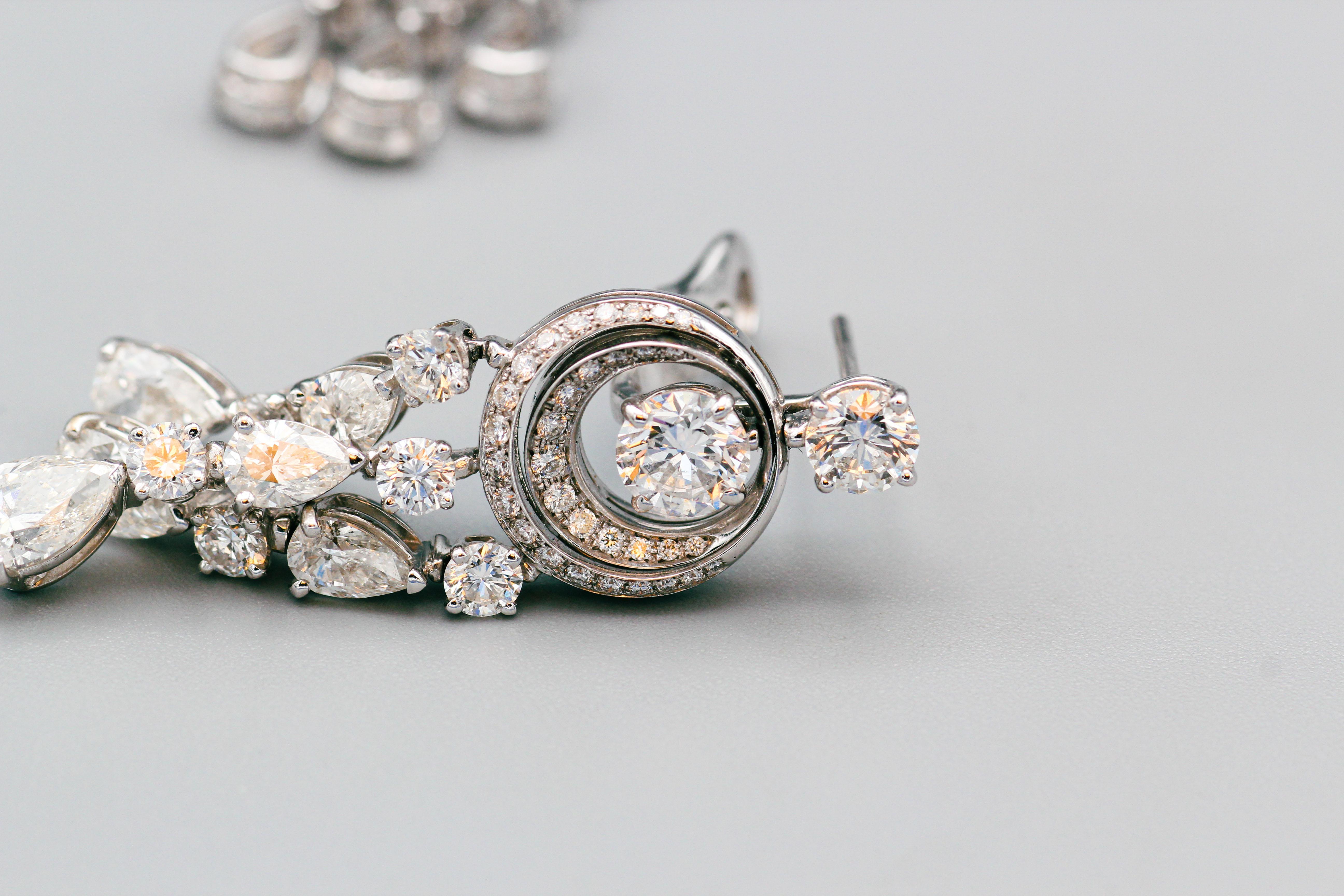 Bulgari Diamond 18k White Gold Chandelier Earrings, Totaling 13.69 Carats 1