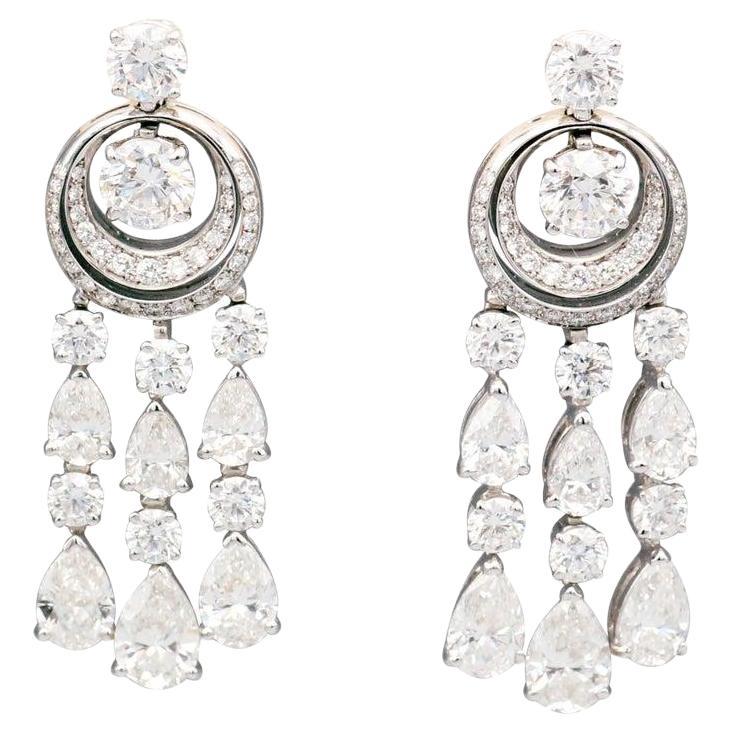 Bulgari Diamond 18k White Gold Chandelier Earrings, Totaling 13.69 Carats