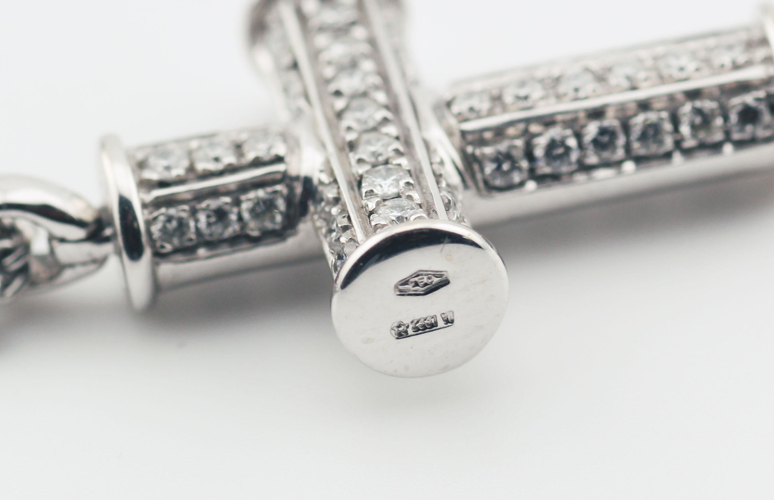 Bulgari Diamond 18k White Gold Cross Necklace For Sale 2