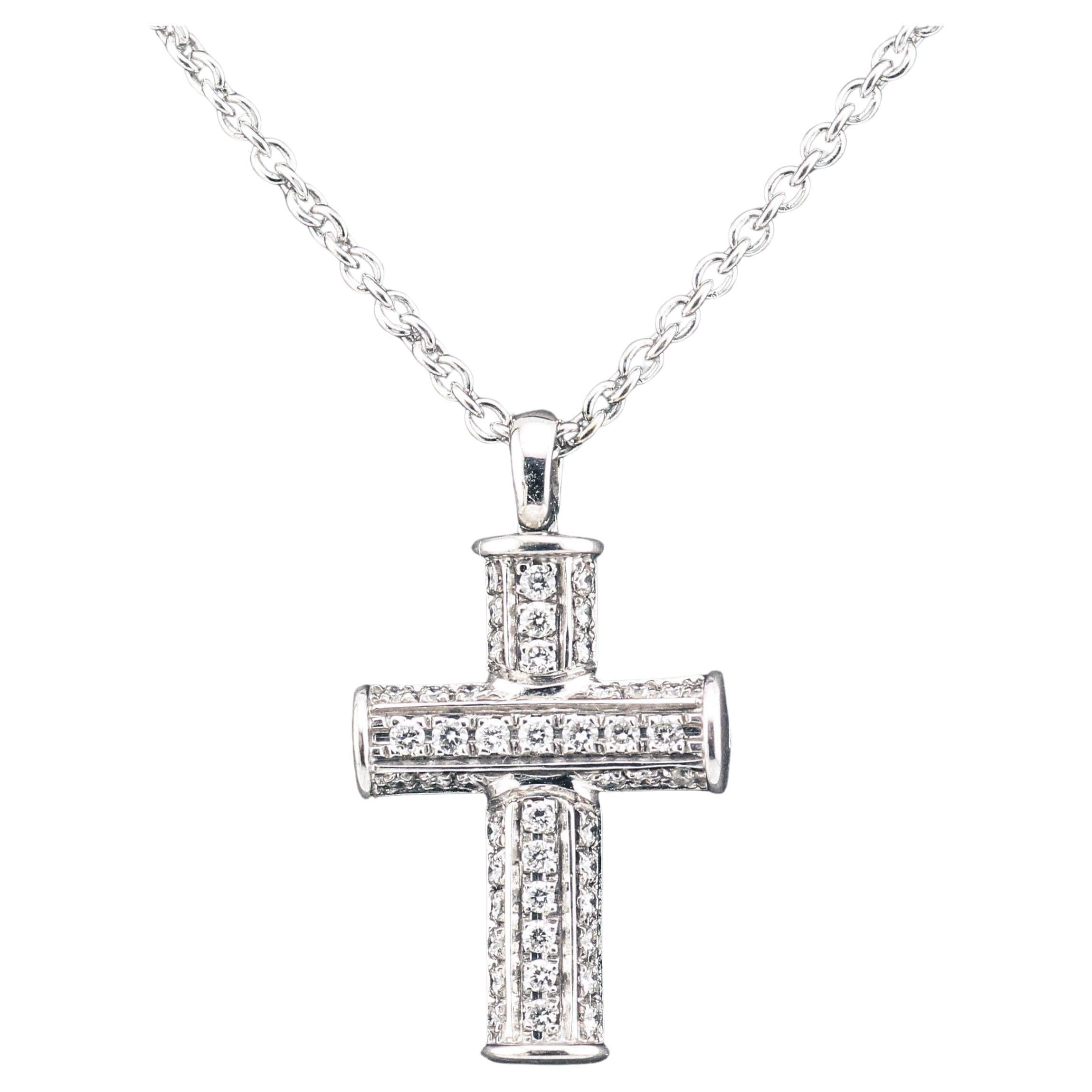 Bulgari Diamond 18k White Gold Cross Necklace
