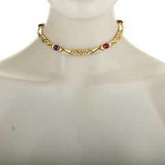 Bulgari Diamond, Amethyst, Tourmaline, and Citrine Yellow Gold Choker Necklace
