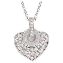 Bulgari Diamond and 18K White Gold Cuore Heart Necklace