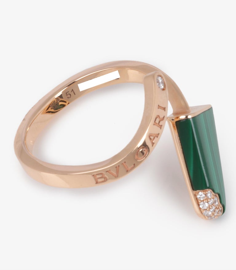 Bulgari Diamond And Malachite 18ct Rose Gold Gelati Ring For Sale