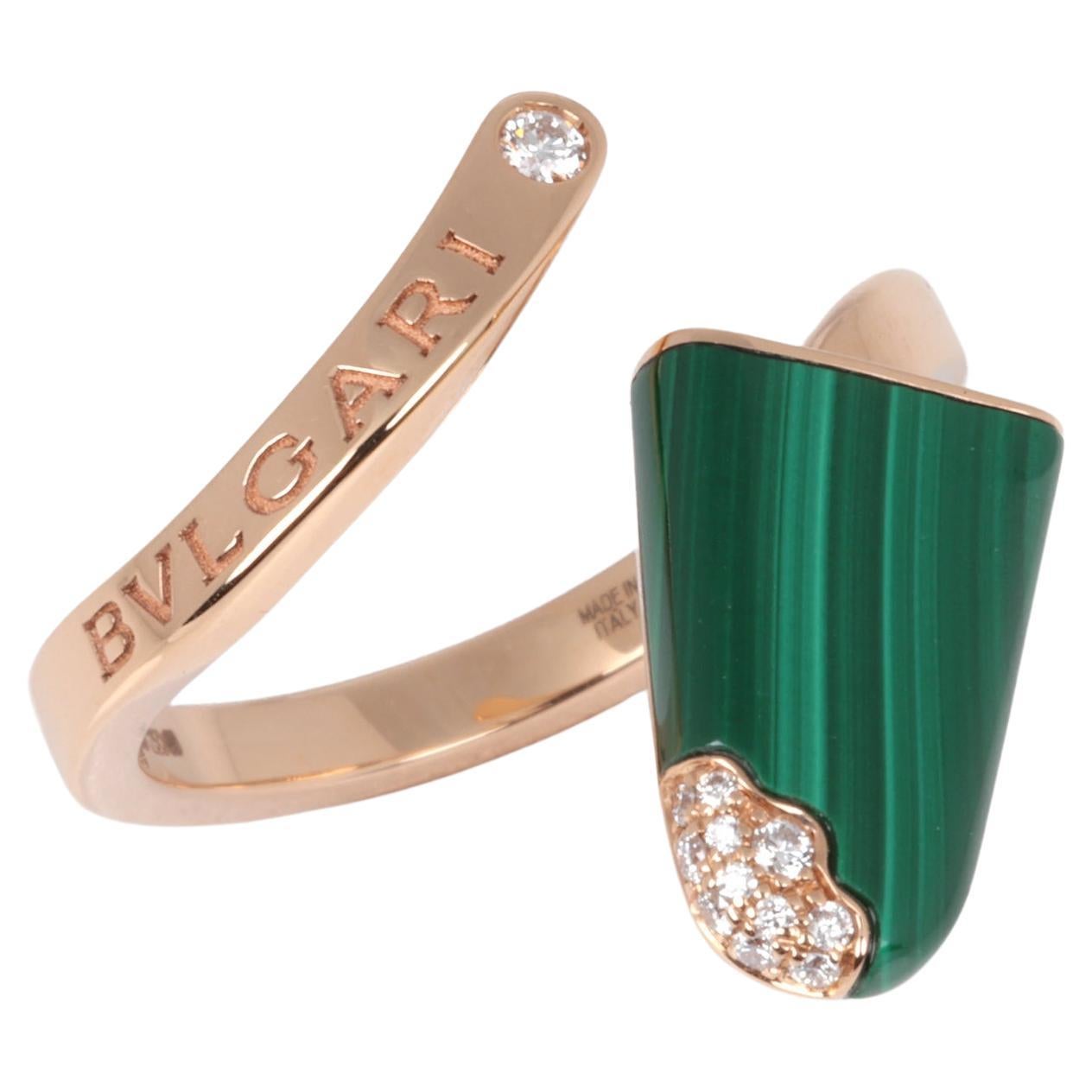Bulgari Diamond And Malachite 18ct Rose Gold Gelati Ring For Sale